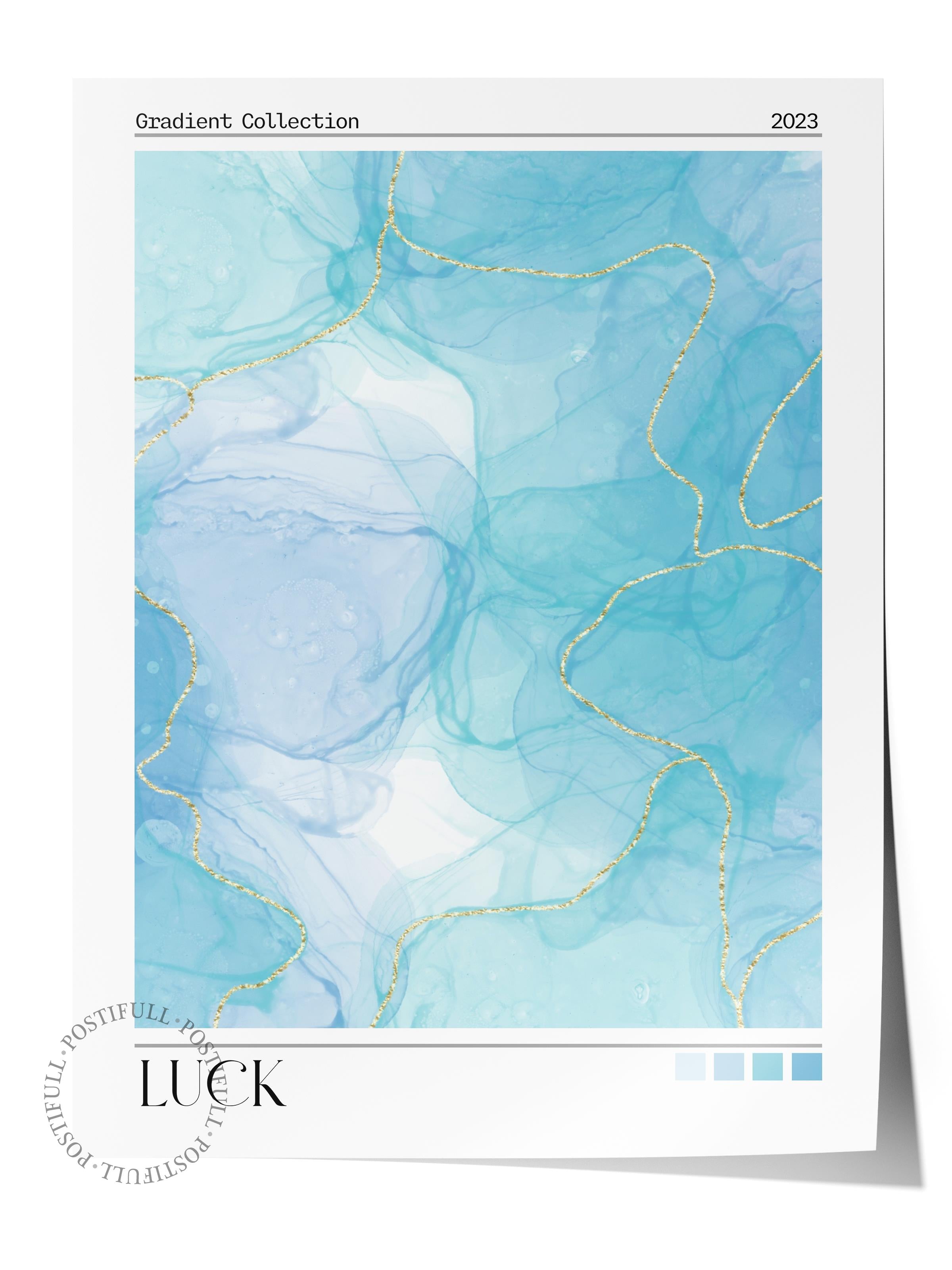 Çerçevesiz Poster, Aura Serisi NO:166 - Luck Mavi, Melek Numaraları, Renkli Poster