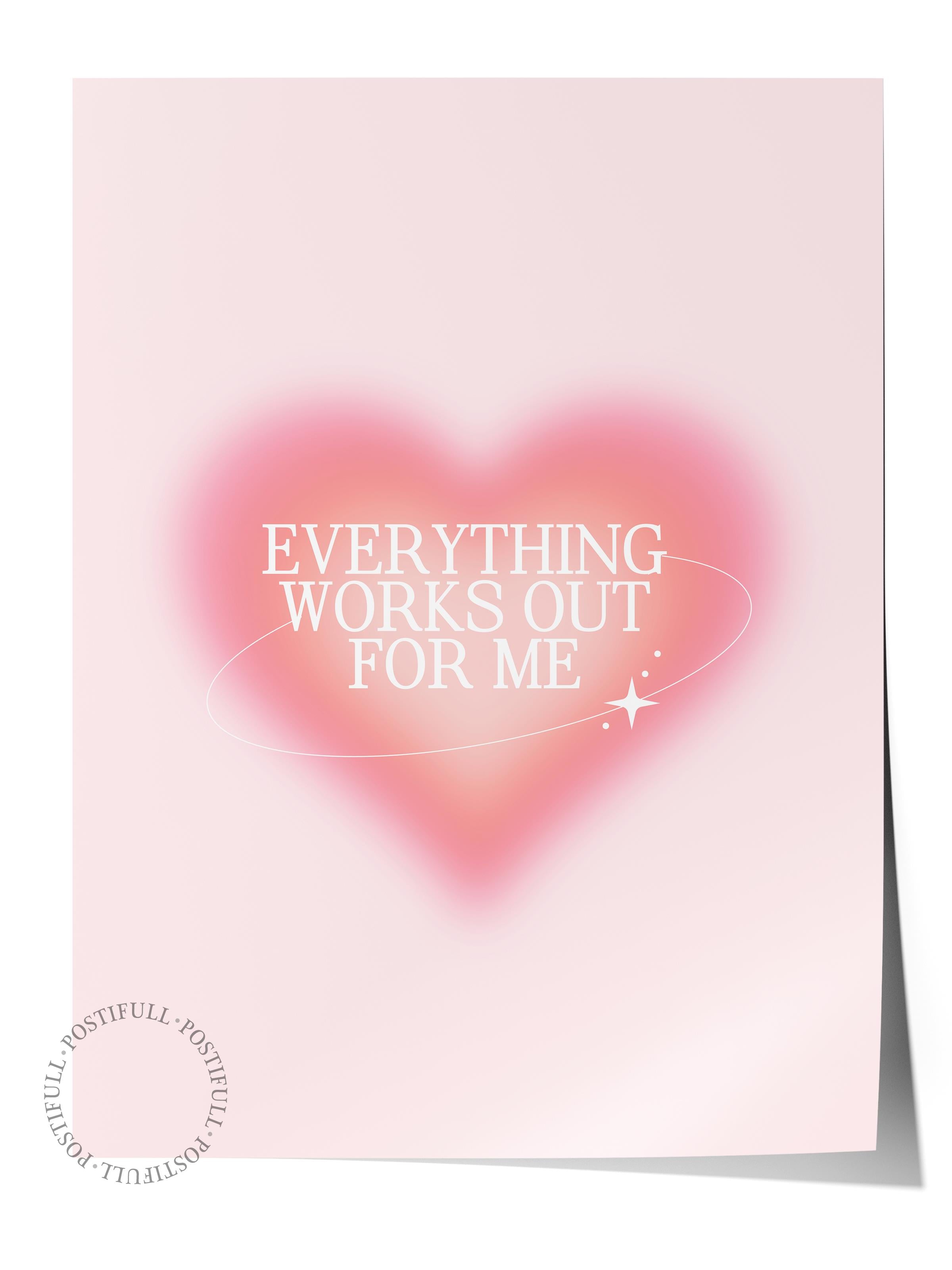 Çerçevesiz Poster, Aura Serisi NO:167 - Everything Works Out for Me, Melek Numaraları, Renkli Poster