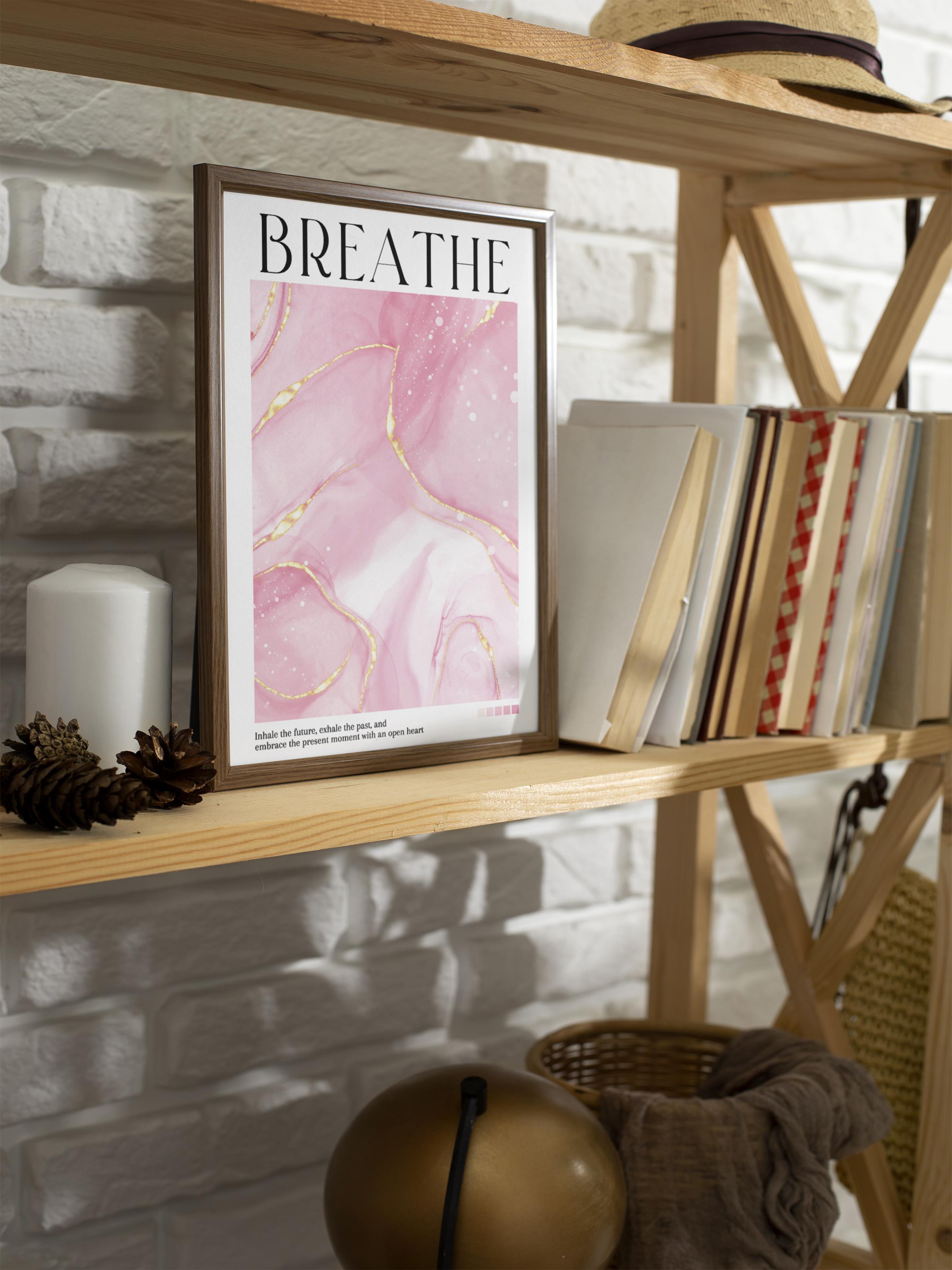 Çerçevesiz Poster, Aura Serisi NO:176 - Breathe Pembe, Melek Numaraları, Renkli Poster