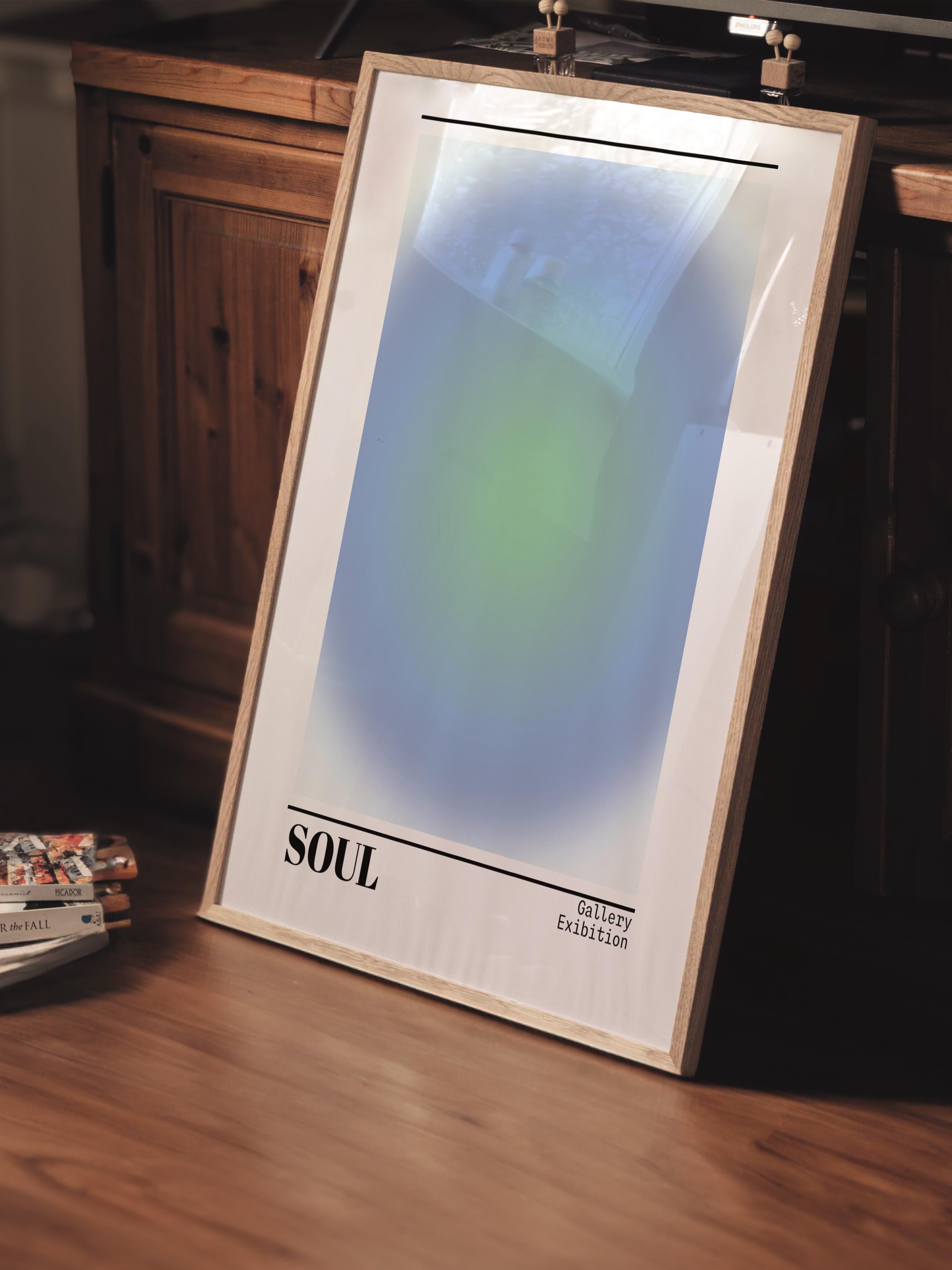 Çerçevesiz Poster, Aura Serisi NO:192 - Soul Mavi ve Yeşil, Melek Numaraları, Renkli Poster