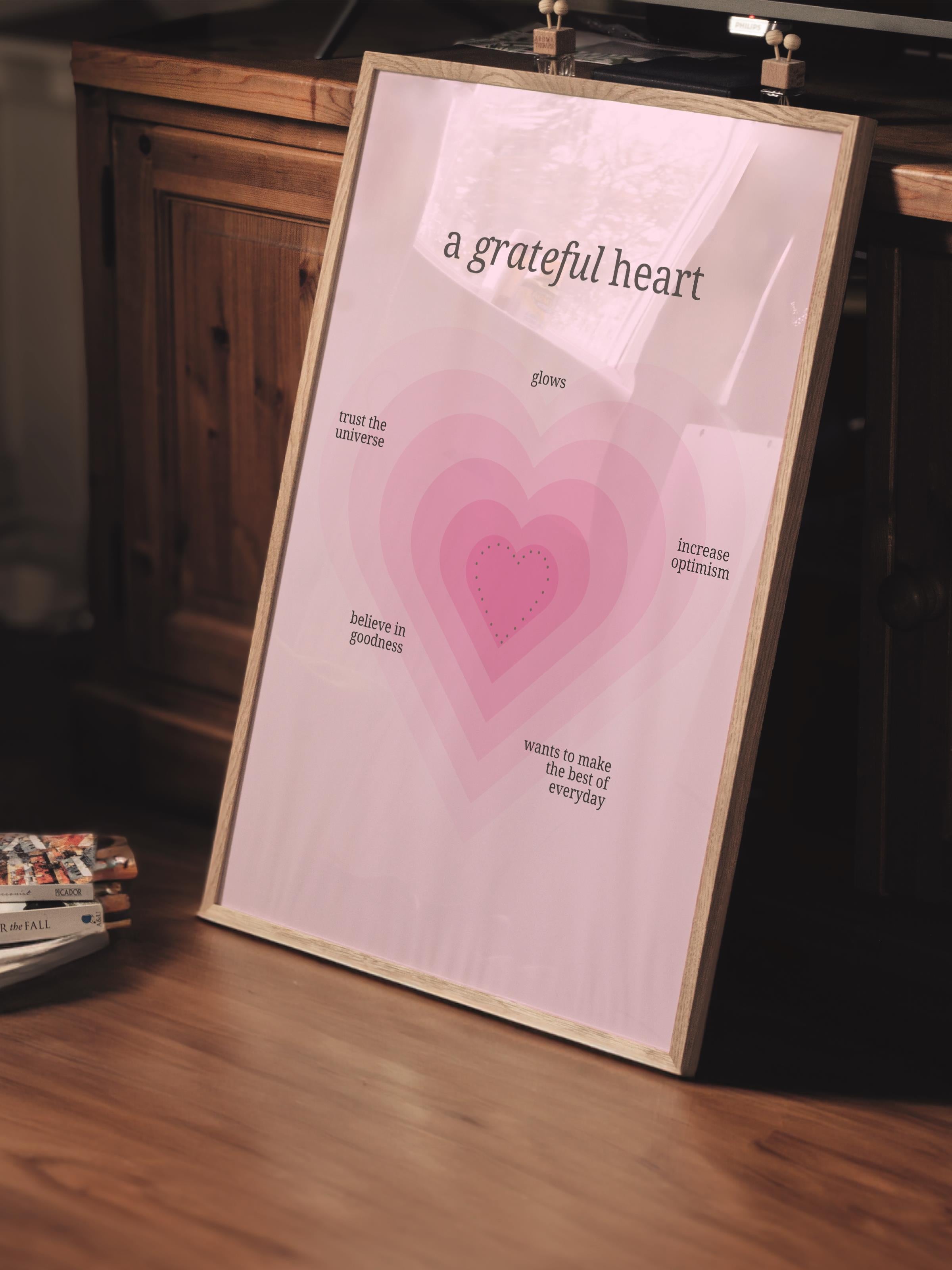 Çerçevesiz Poster, Aura Serisi NO:193 - A Grateful Heart, Melek Numaraları, Renkli Poster