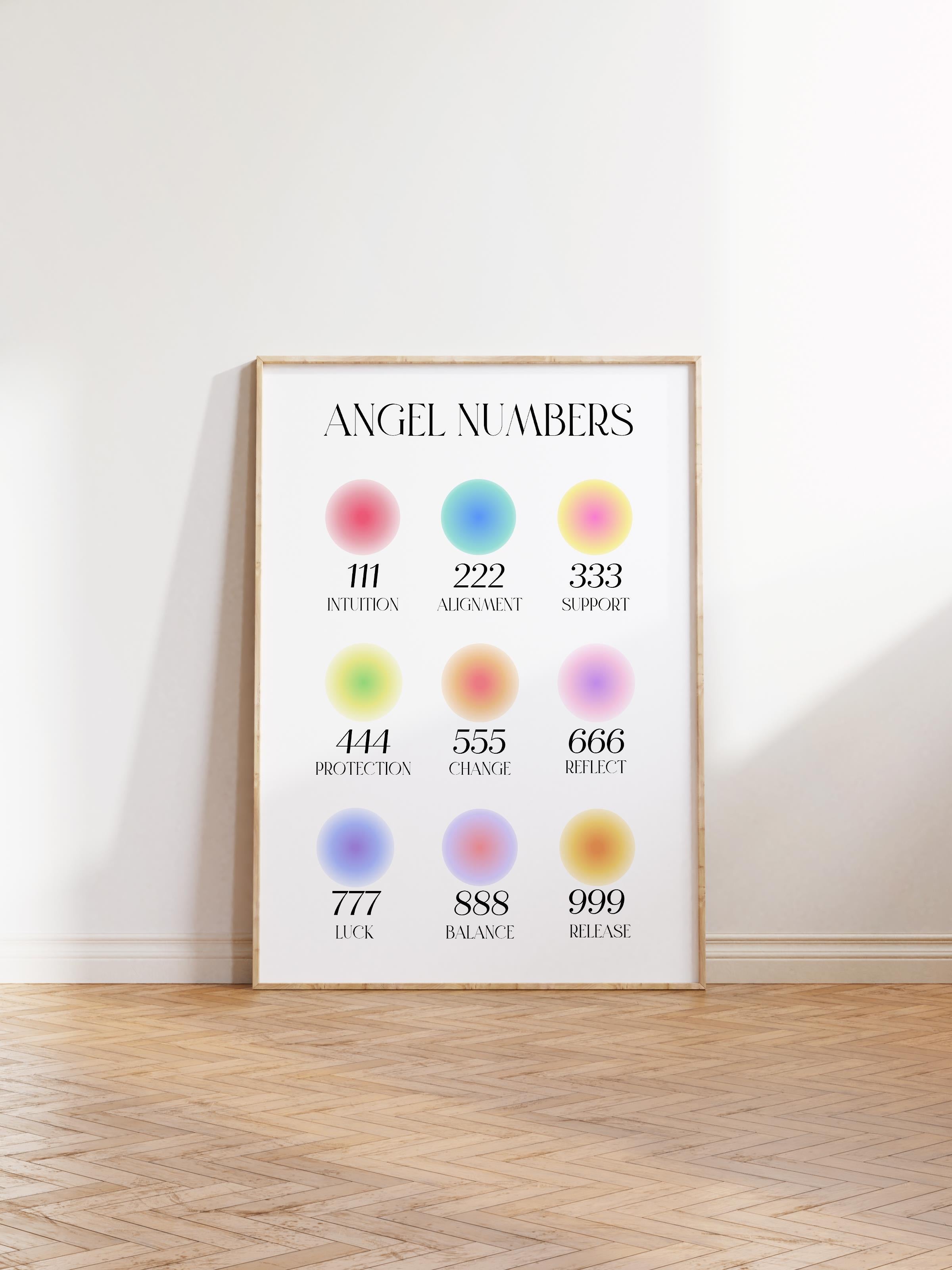 Çerçevesiz Poster, Aura Serisi NO:2 - Angel Numbers, Melek Numaraları, Renkli Poster, Sanat Kağıdı