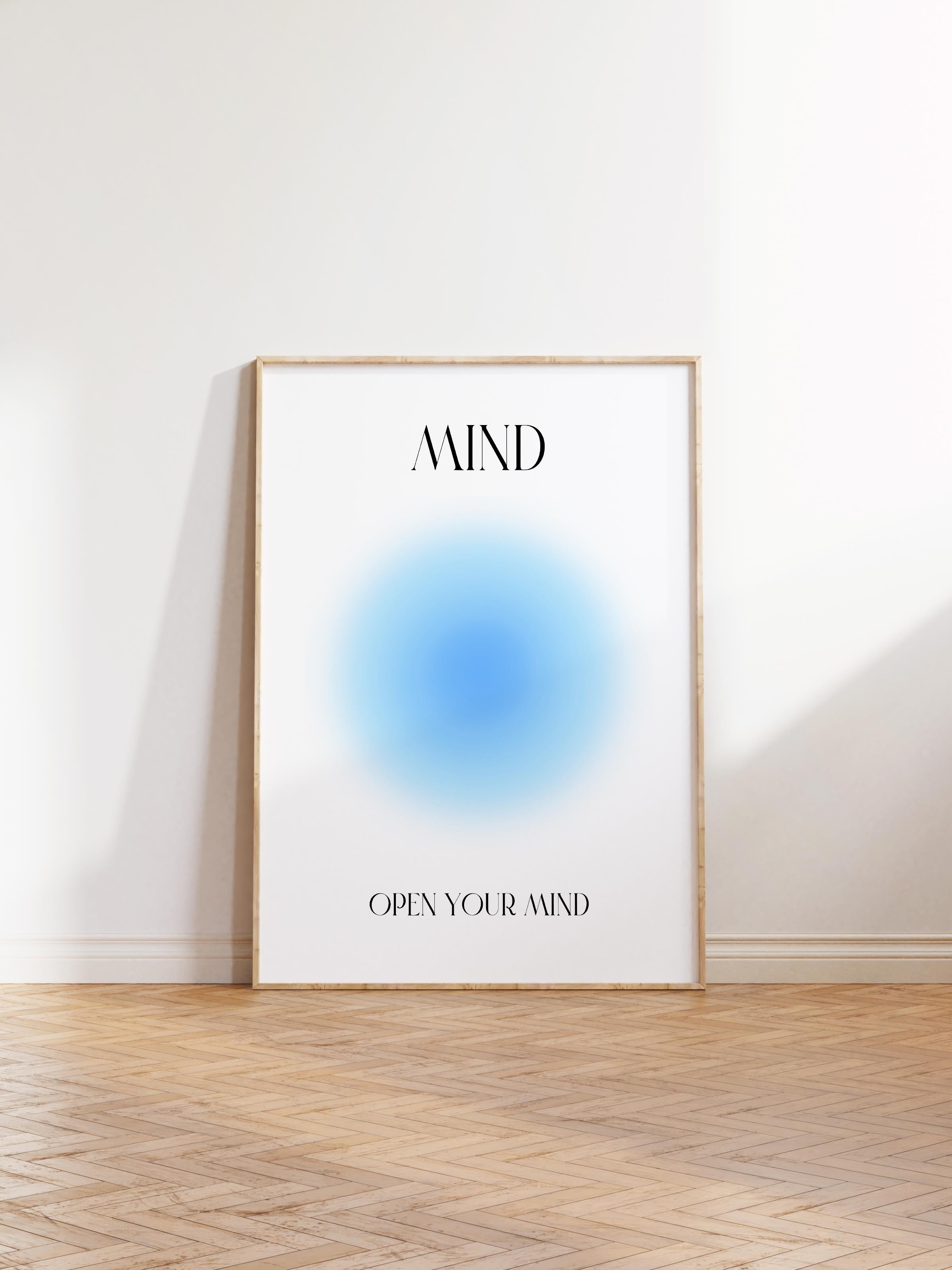 Çerçevesiz Poster, Aura Serisi NO:20 - Mind, Open Your Mind - Mavi Daire, Melek Numaraları