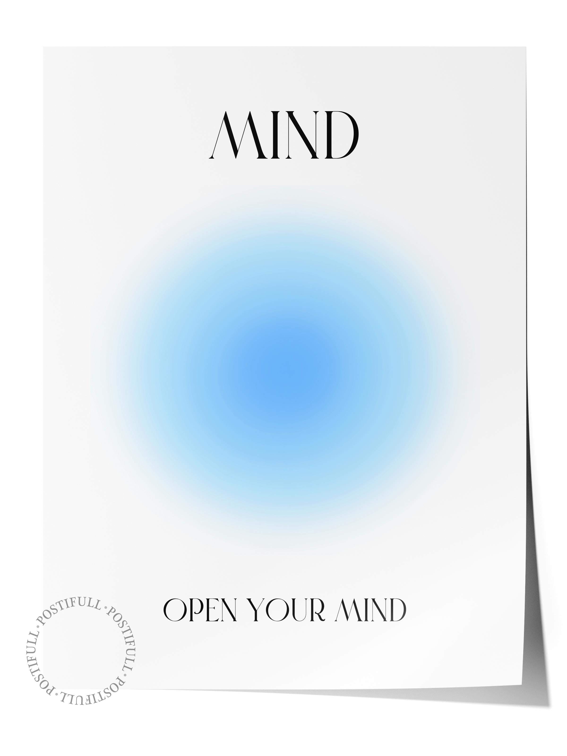 Çerçevesiz Poster, Aura Serisi NO:20 - Mind, Open Your Mind - Mavi Daire, Melek Numaraları