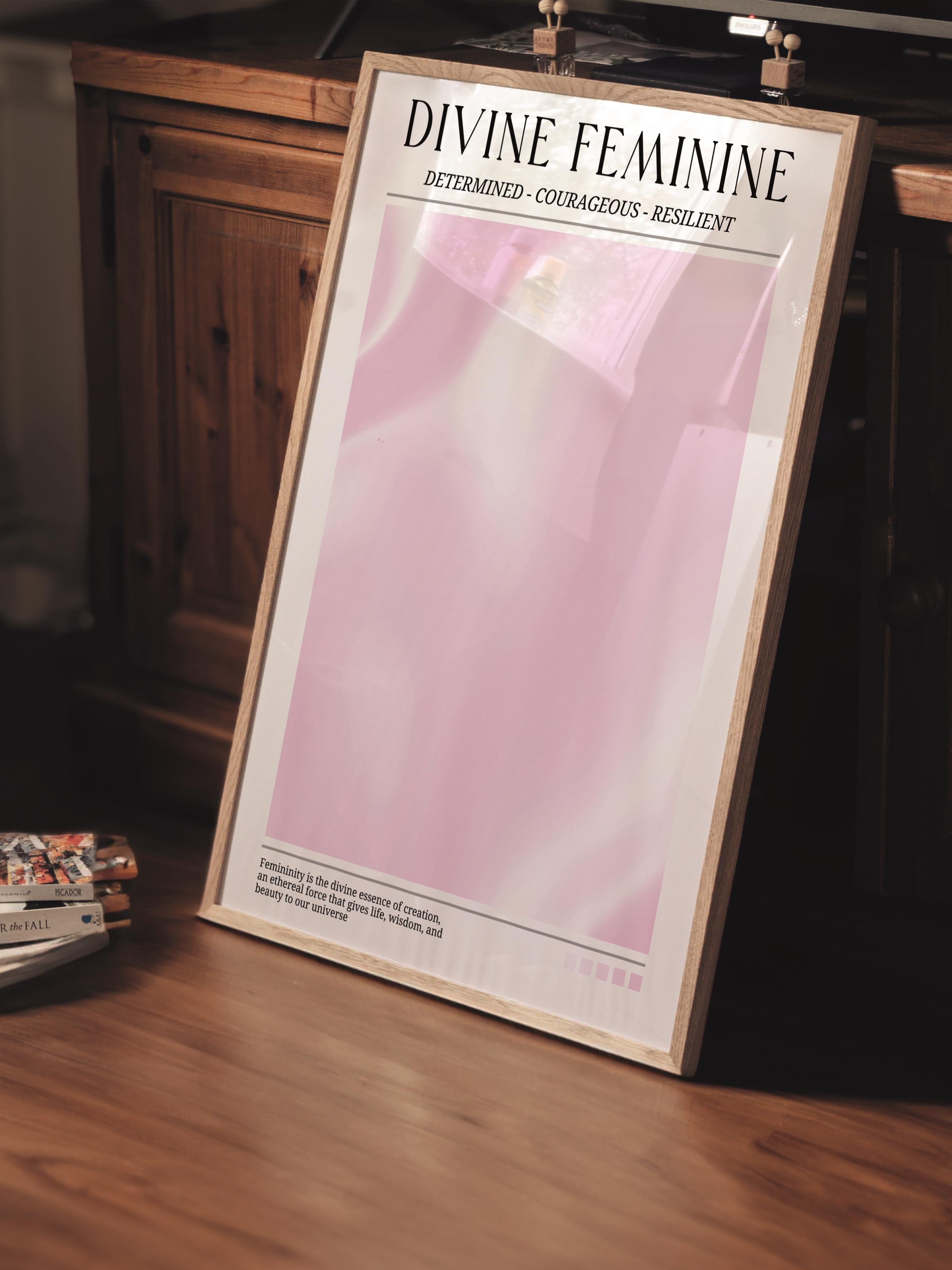 Çerçevesiz Poster, Aura Serisi NO:206 - Divine Feminine PEmbe, Melek Numaraları, Renkli Poster