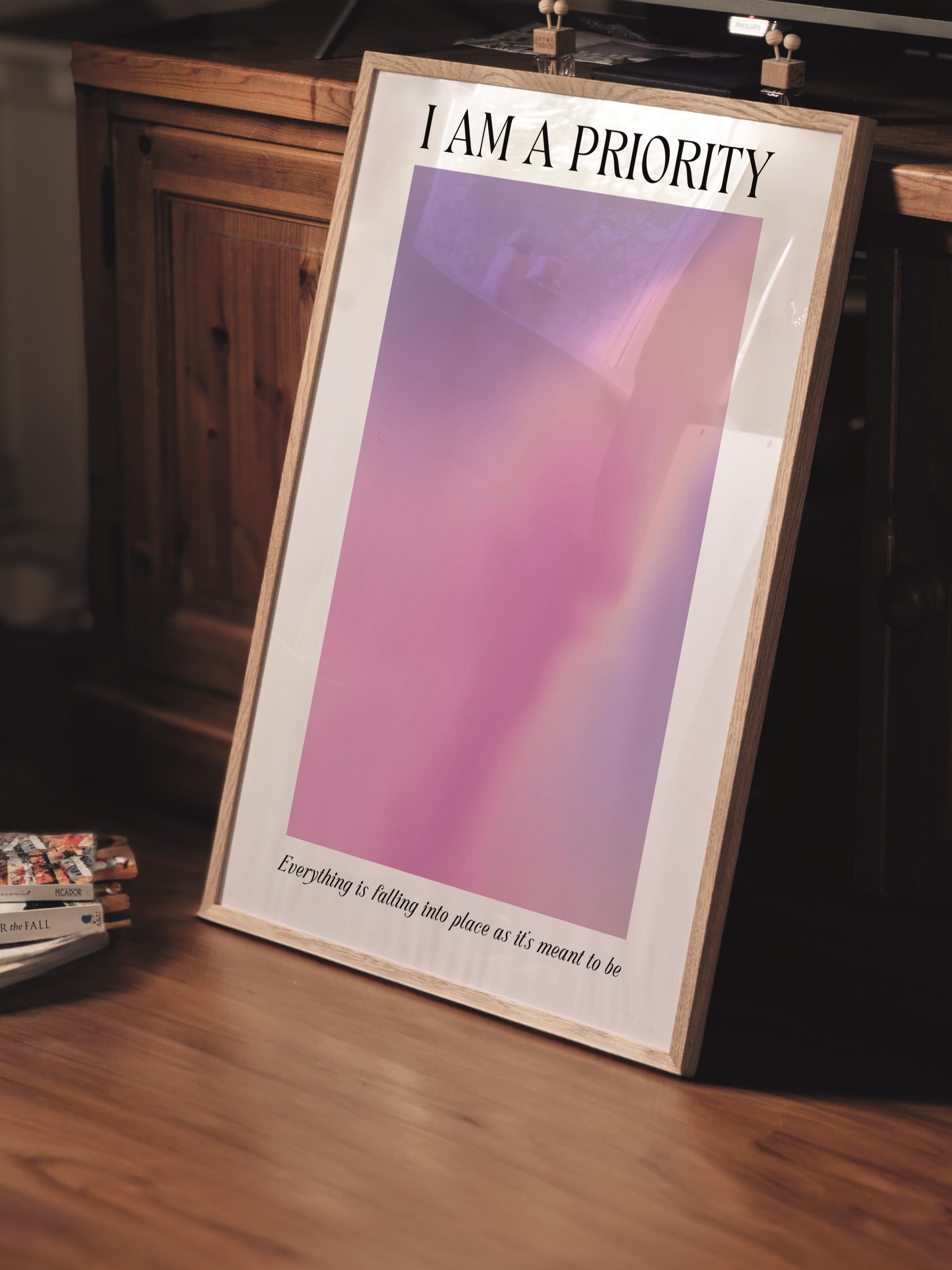 Çerçevesiz Poster, Aura Serisi NO:207 - I am priority, Melek Numaraları, Renkli Poster