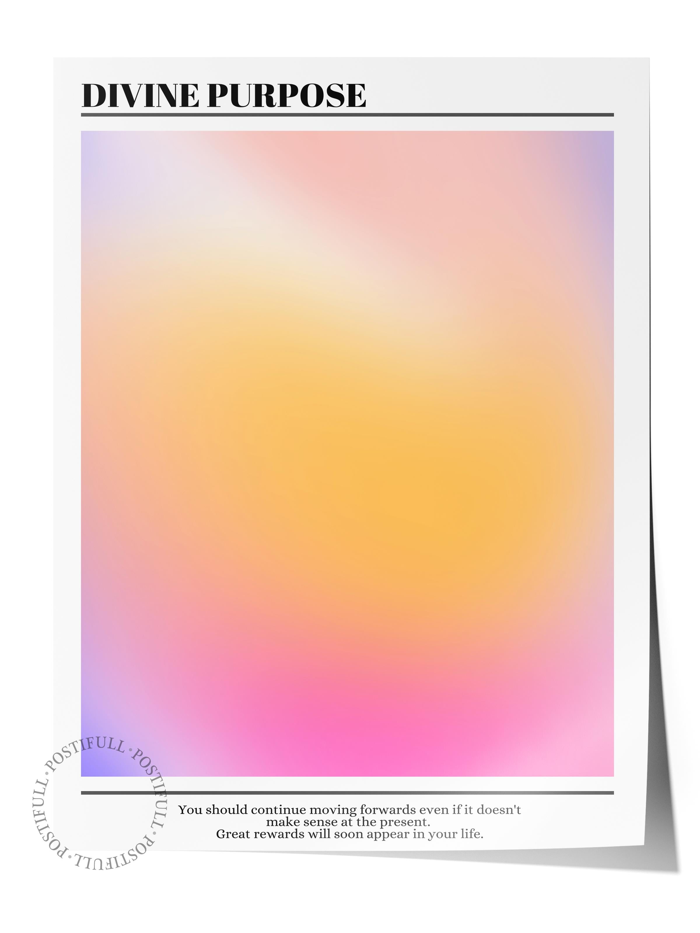 Çerçevesiz Poster, Aura Serisi NO:215 - Divine Purpose, Melek Numaraları, Renkli Poster