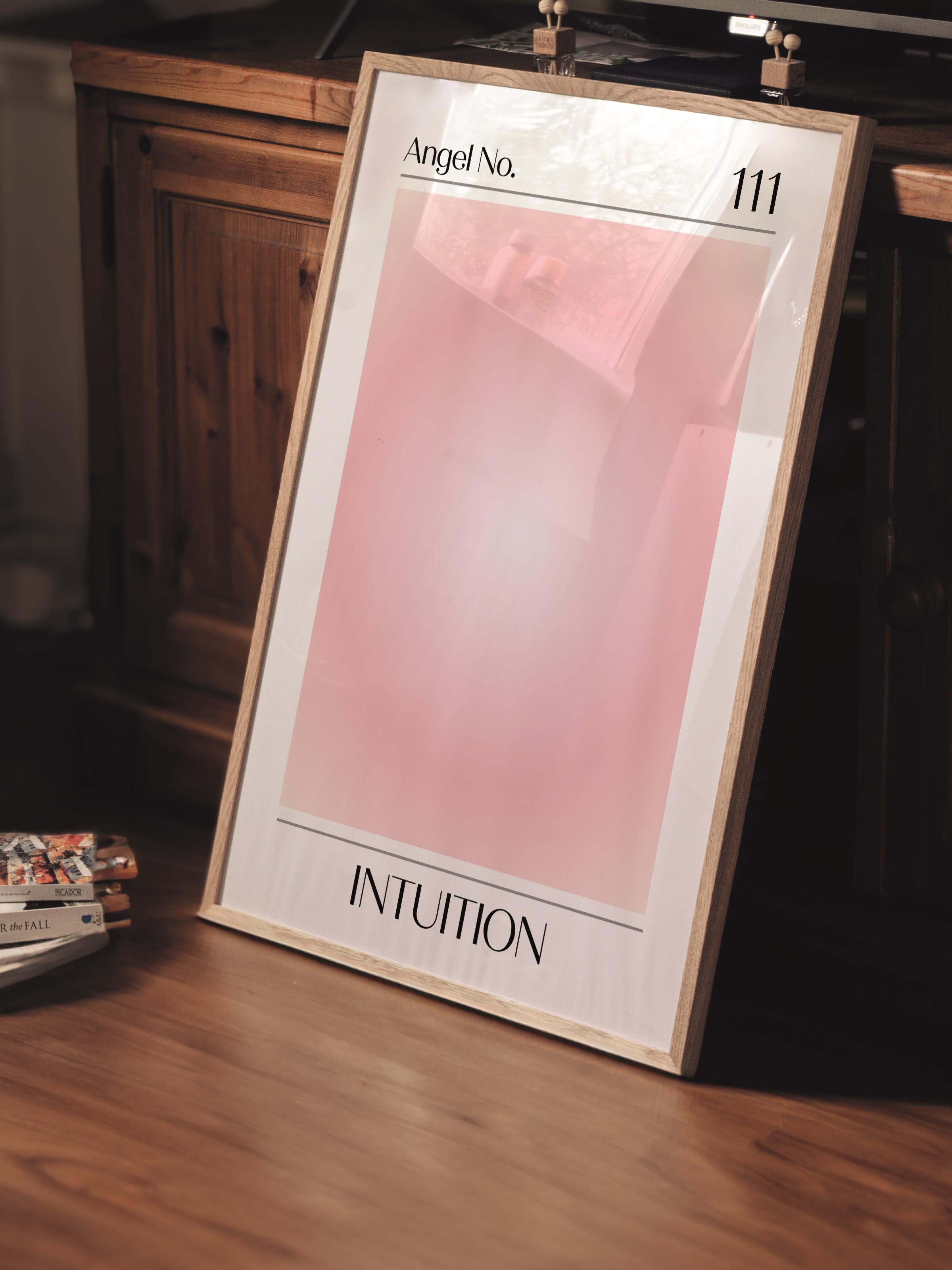 Çerçevesiz Poster, Aura Serisi NO:22 - 111 - Intution - Pembe, Melek Numaraları, Renkli Poster