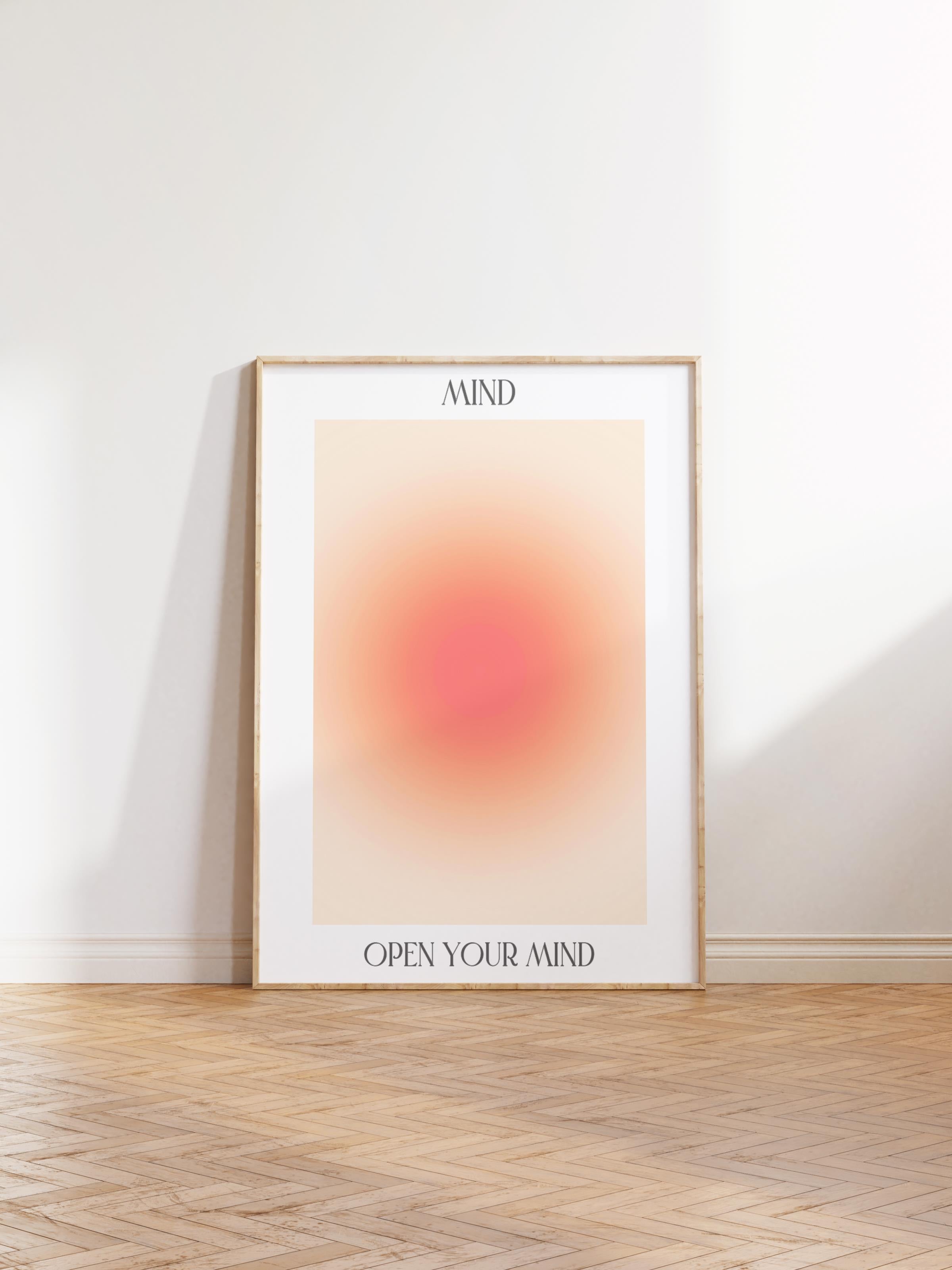 Çerçevesiz Poster, Aura Serisi NO:24 - Mind, Open Your Mind - Turuncu Daire, Melek Numaraları