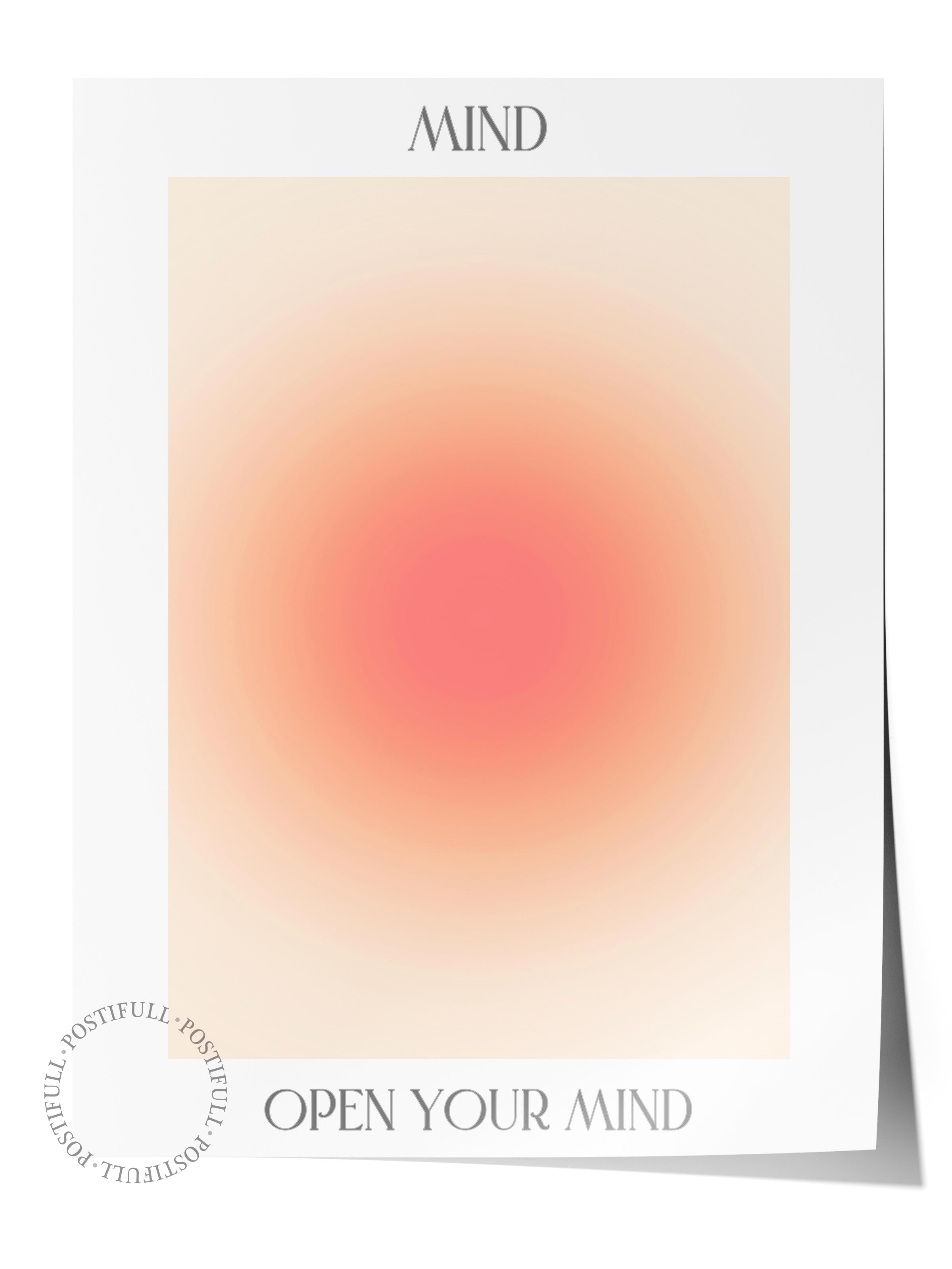 Çerçevesiz Poster, Aura Serisi NO:24 - Mind, Open Your Mind - Turuncu Daire, Melek Numaraları