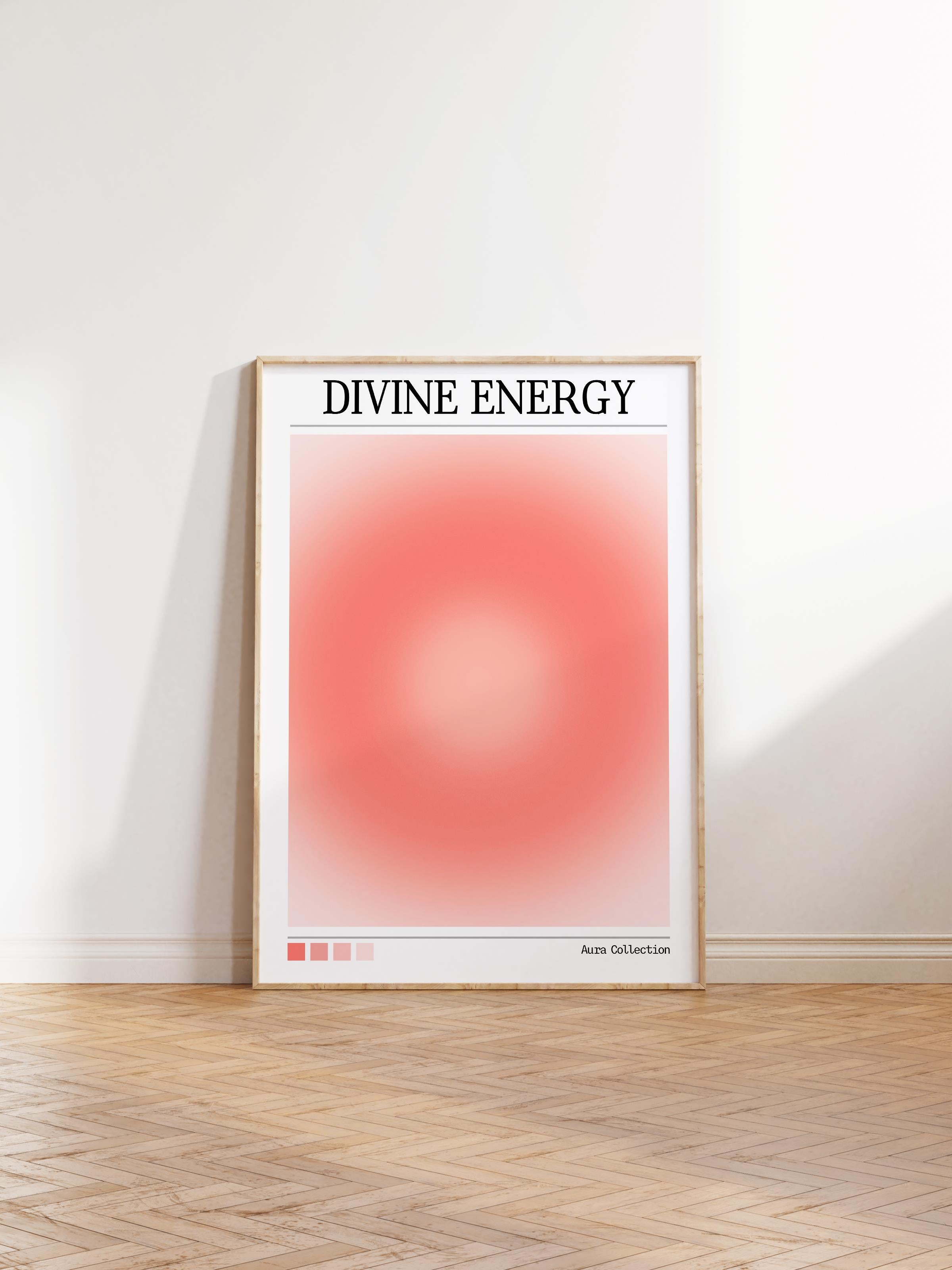 Çerçevesiz Poster, Aura Serisi NO:26 - Divine Energy, Pastel Kırmızı, Melek Numaraları