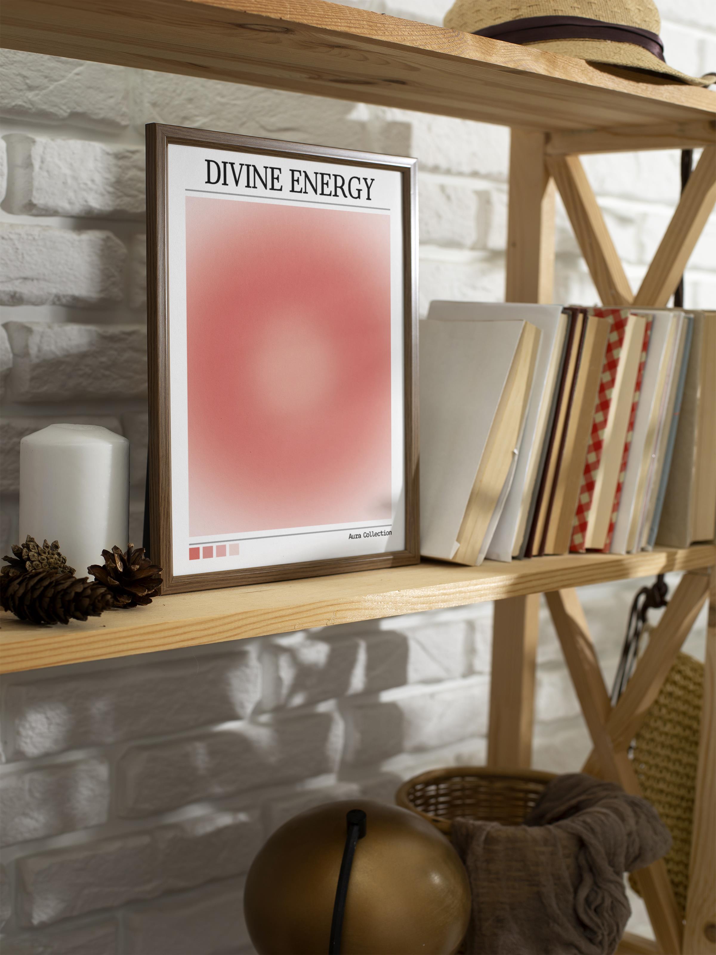 Çerçevesiz Poster, Aura Serisi NO:26 - Divine Energy, Pastel Kırmızı, Melek Numaraları