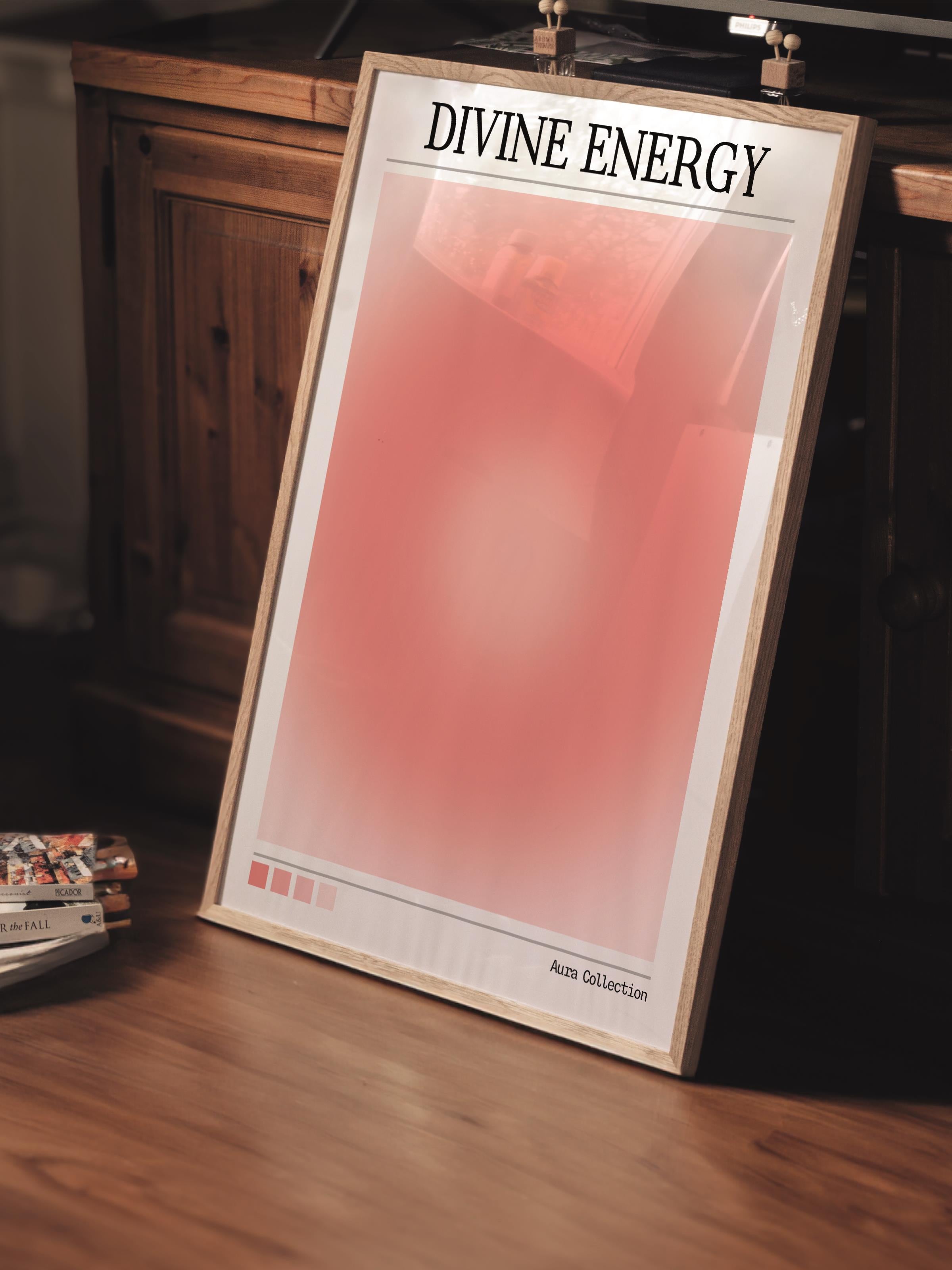 Çerçevesiz Poster, Aura Serisi NO:26 - Divine Energy, Pastel Kırmızı, Melek Numaraları