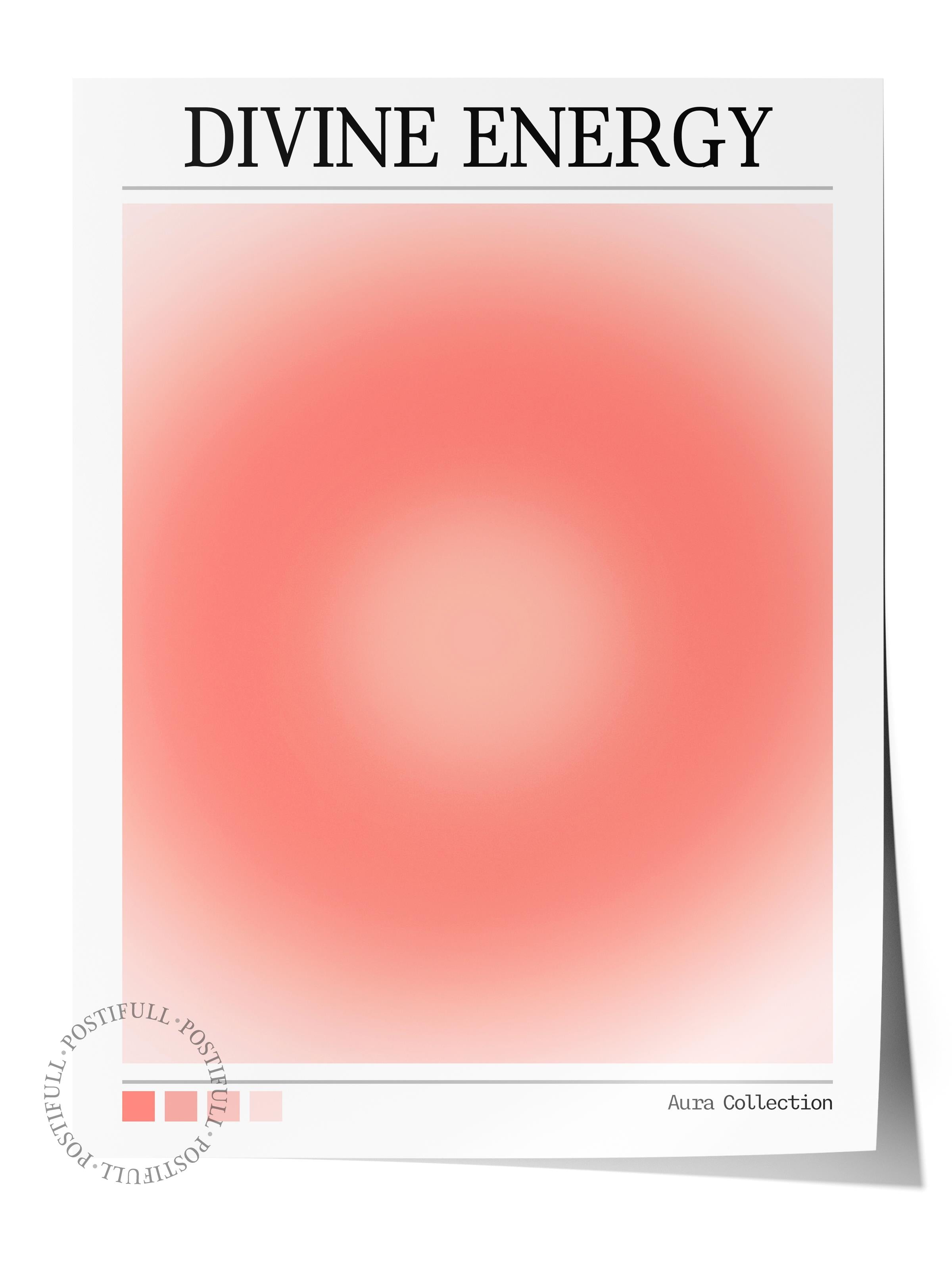 Çerçevesiz Poster, Aura Serisi NO:26 - Divine Energy, Pastel Kırmızı, Melek Numaraları
