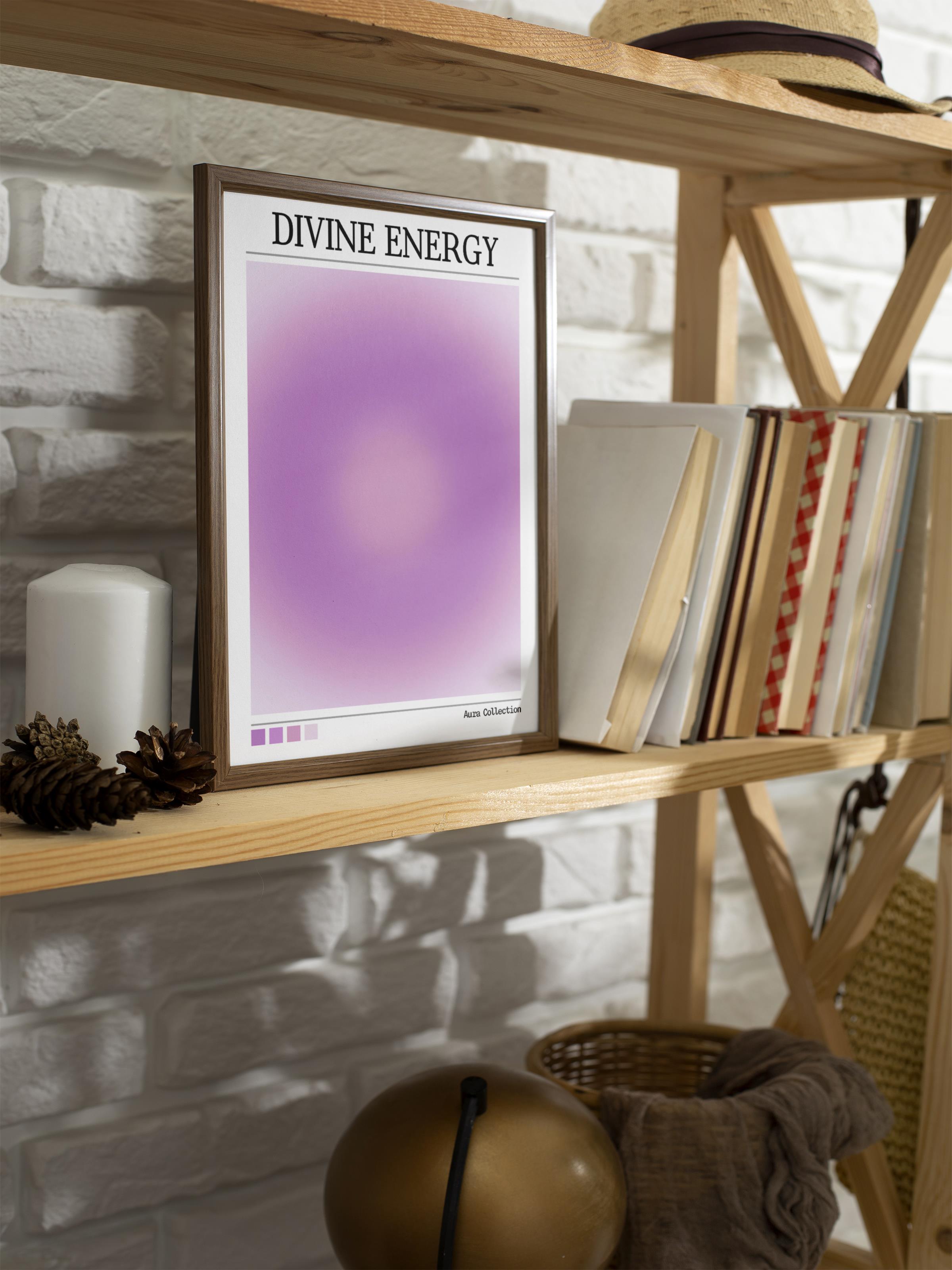 Çerçevesiz Poster, Aura Serisi NO:32 - Divine Energy, Mor Aura, Melek Numaraları, Renkli Poster