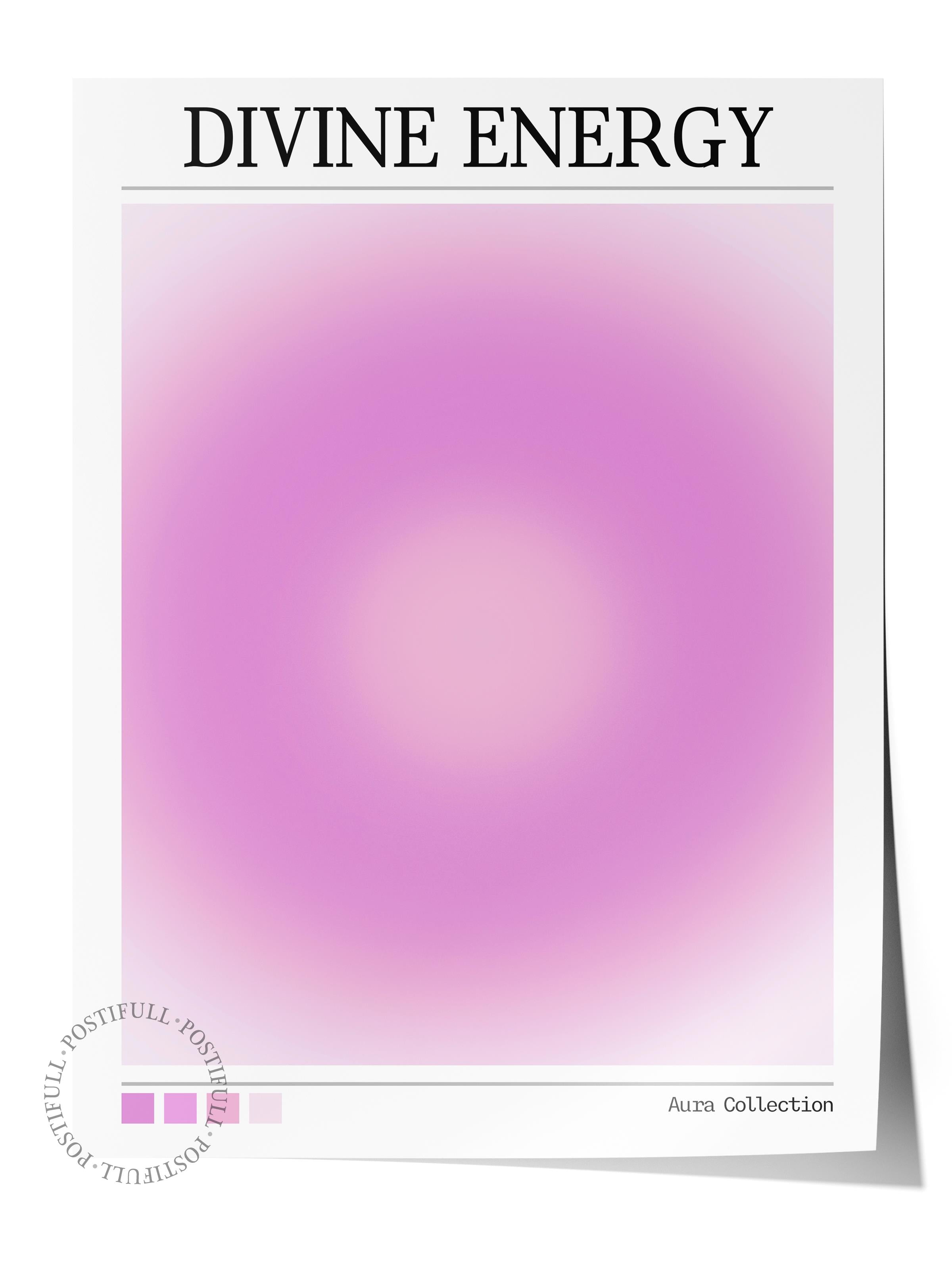 Çerçevesiz Poster, Aura Serisi NO:32 - Divine Energy, Mor Aura, Melek Numaraları, Renkli Poster
