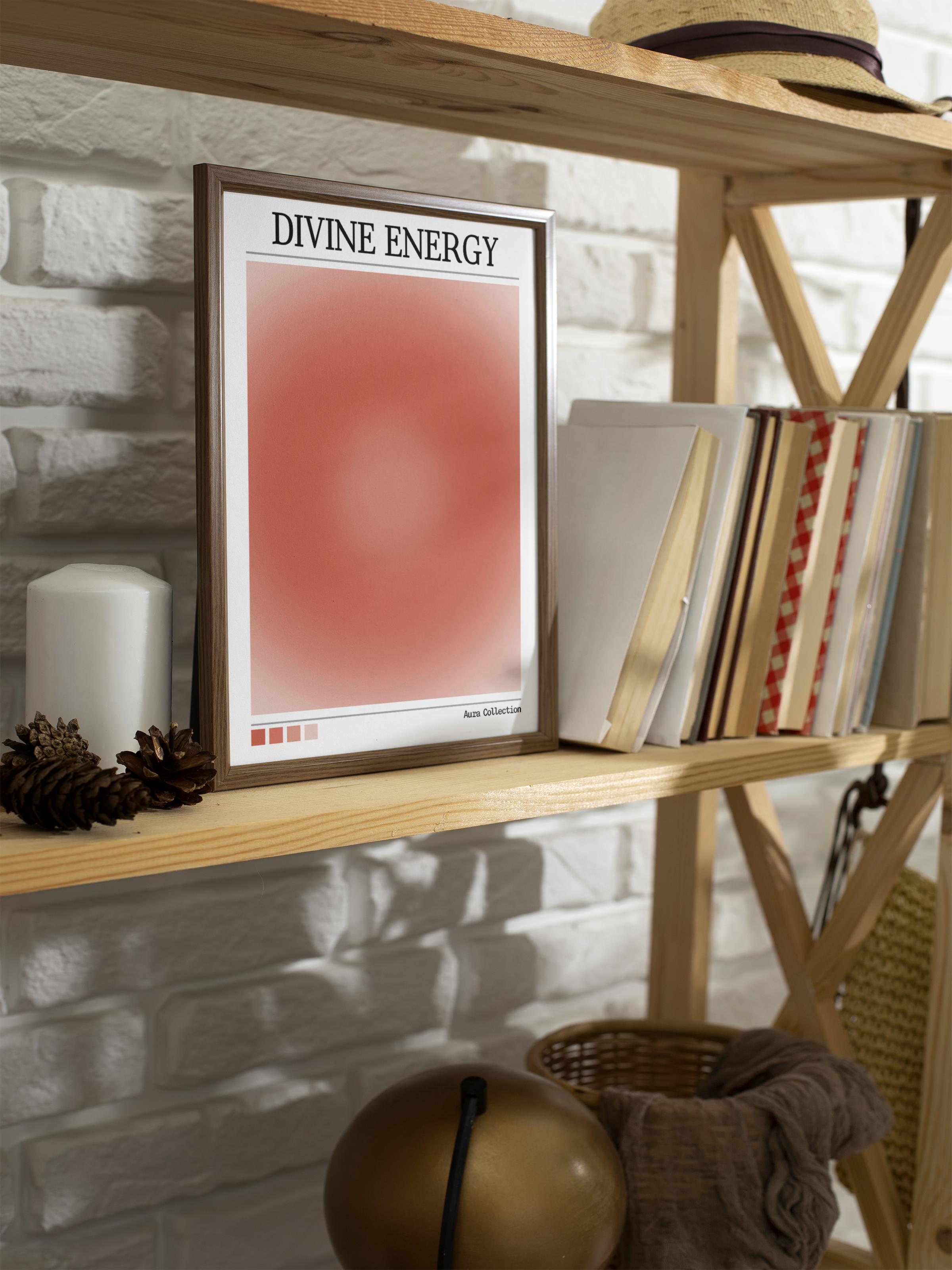 Çerçevesiz Poster, Aura Serisi NO:34 - Divine Energy, Turuncu Aura, Melek Numaraları, Renkli Poster