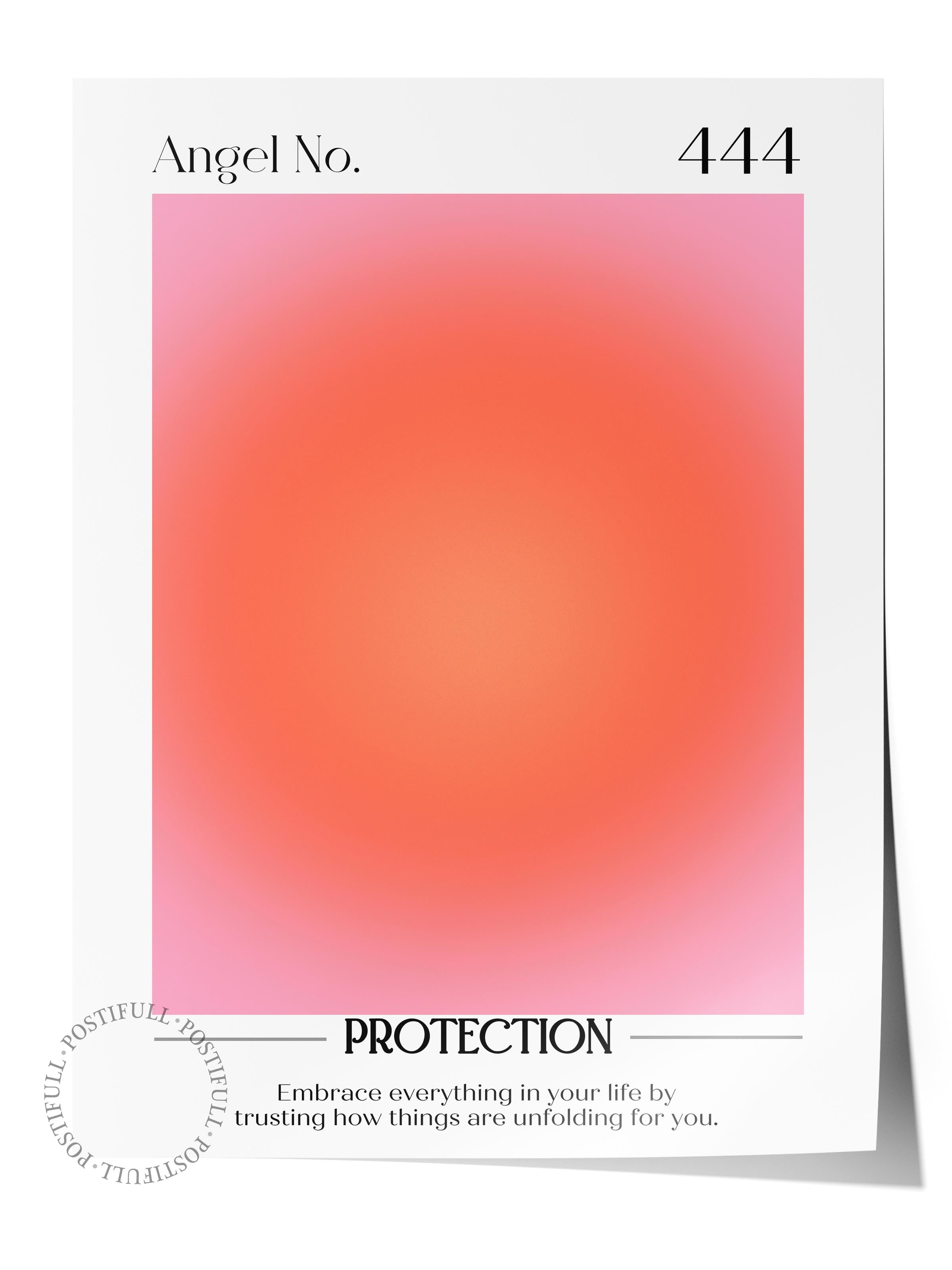 Çerçevesiz Poster, Aura Serisi NO:39 - 444 - Protection, Melek Numaraları, Renkli Poster