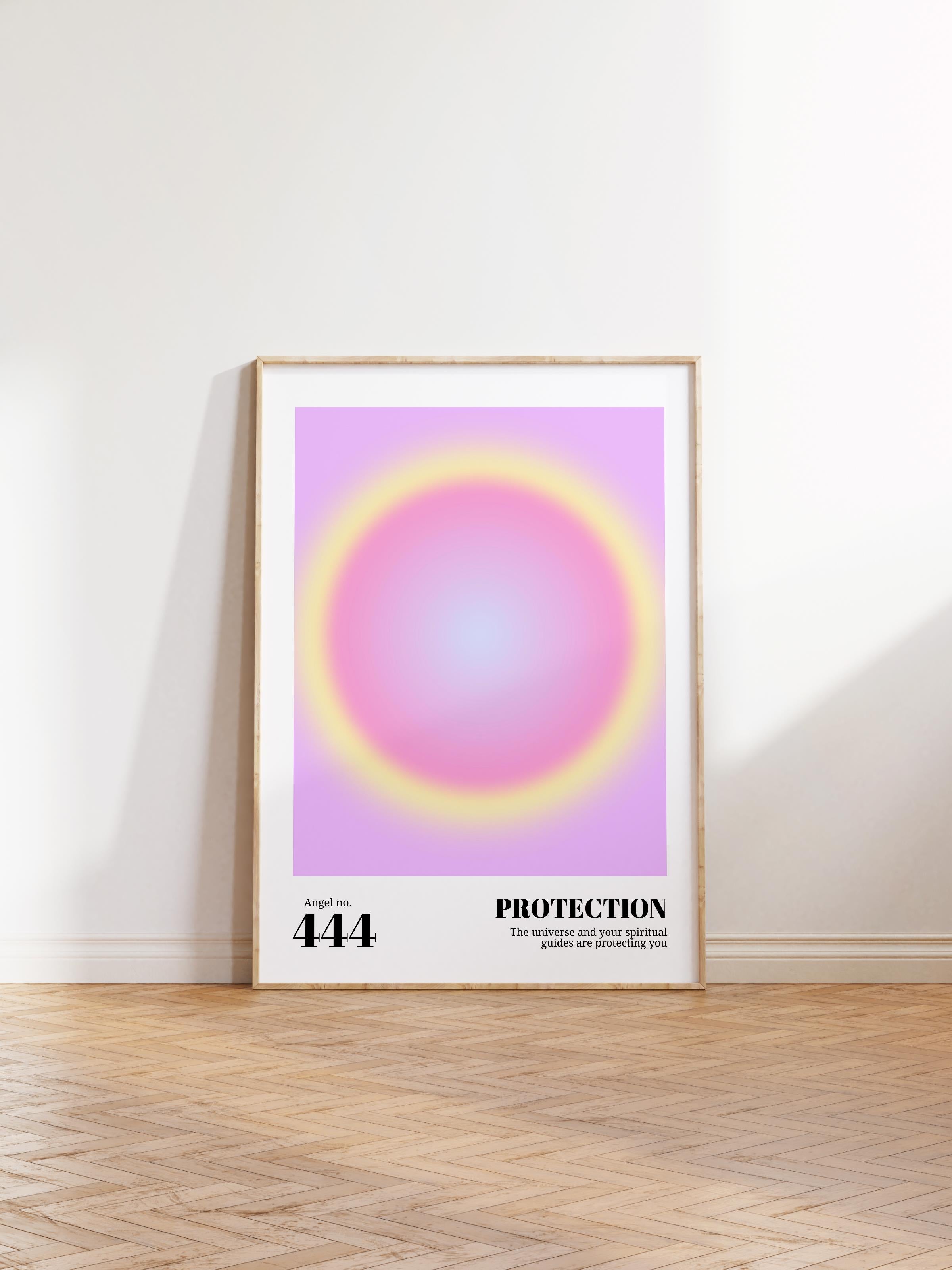 Çerçevesiz Poster, Aura Serisi NO:4 - 444 - Protection, Melek Numaraları, Renkli Poster, HQ Baskı