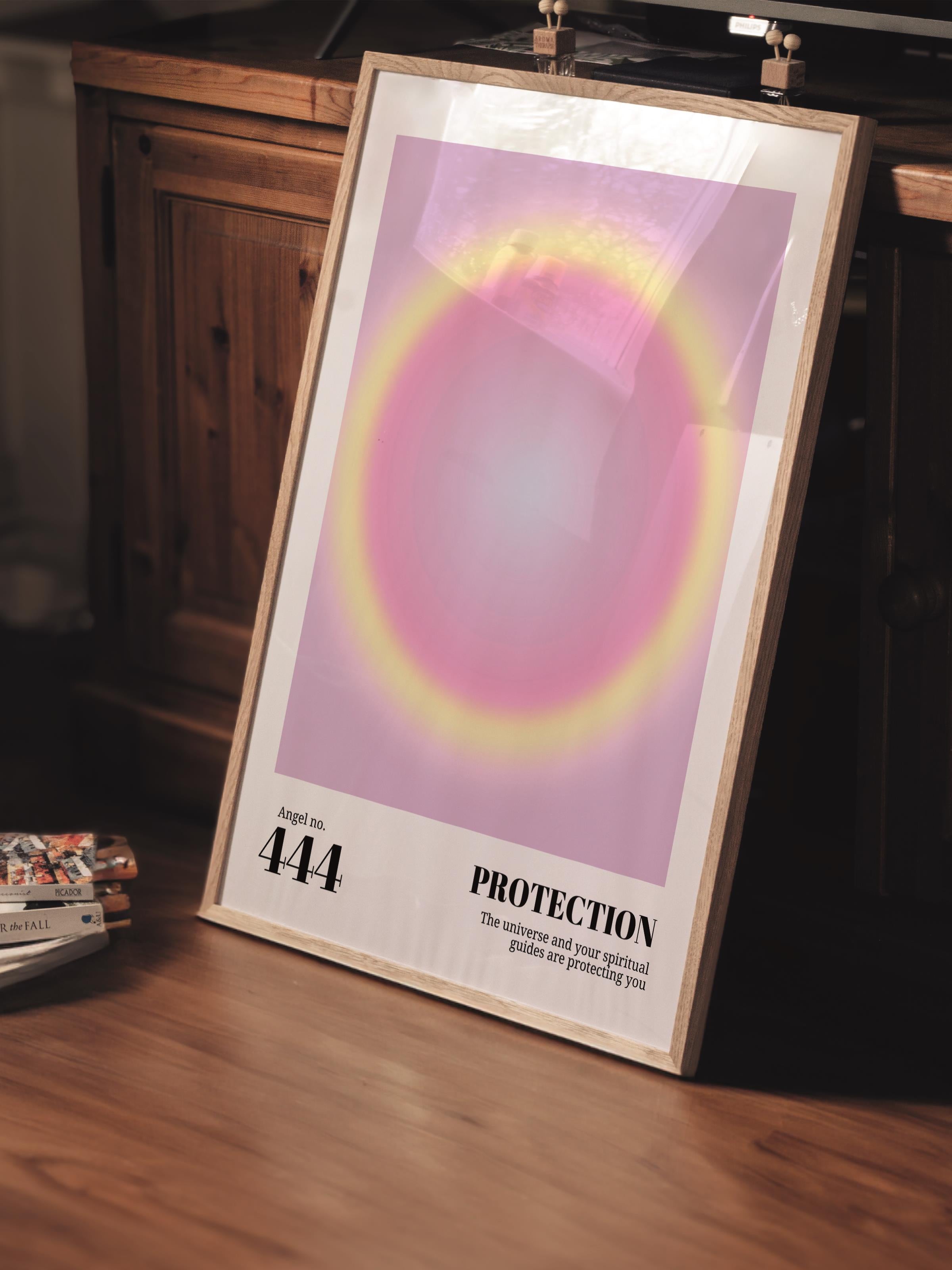 Çerçevesiz Poster, Aura Serisi NO:4 - 444 - Protection, Melek Numaraları, Renkli Poster, HQ Baskı