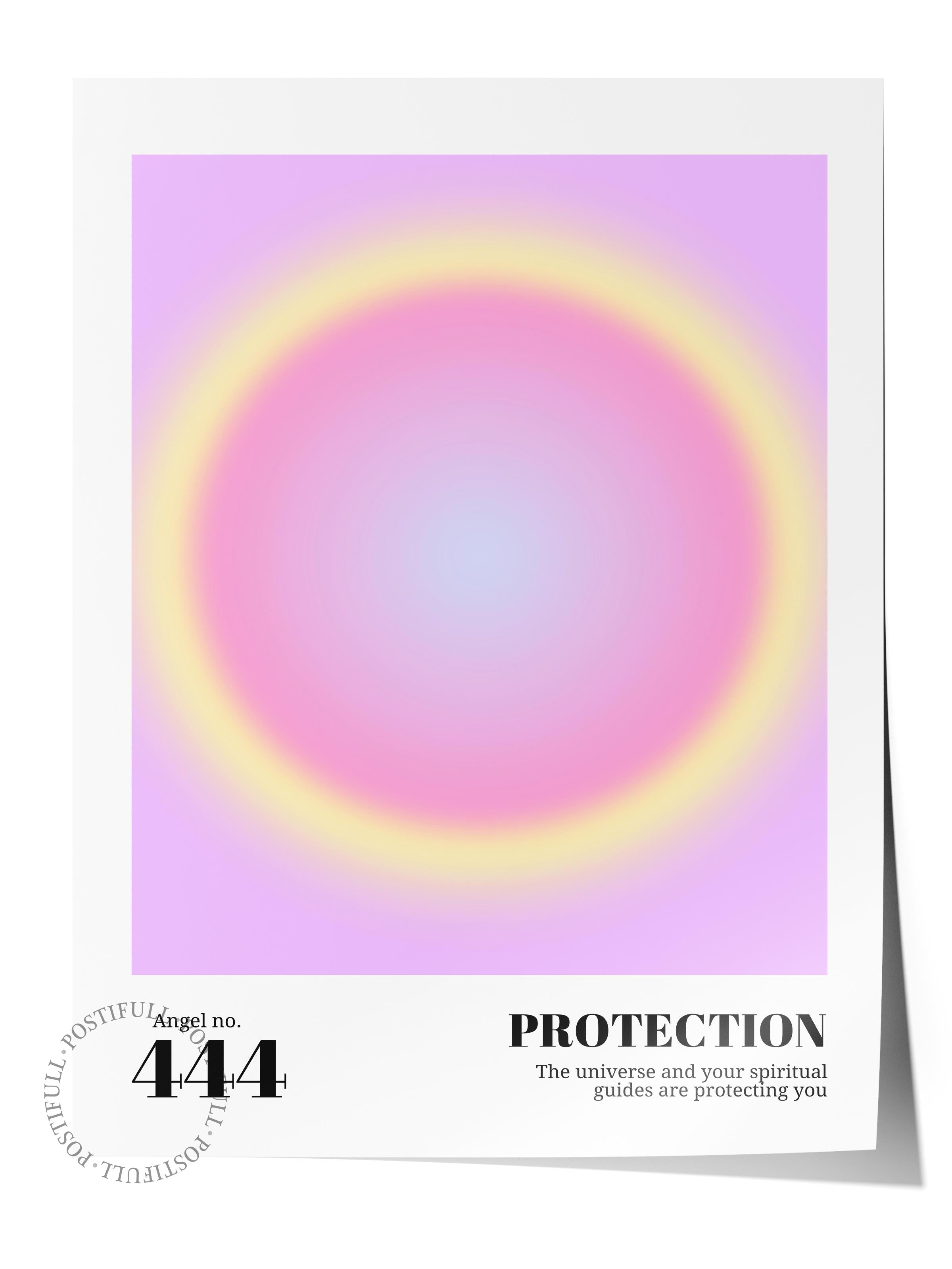 Çerçevesiz Poster, Aura Serisi NO:4 - 444 - Protection, Melek Numaraları, Renkli Poster, HQ Baskı