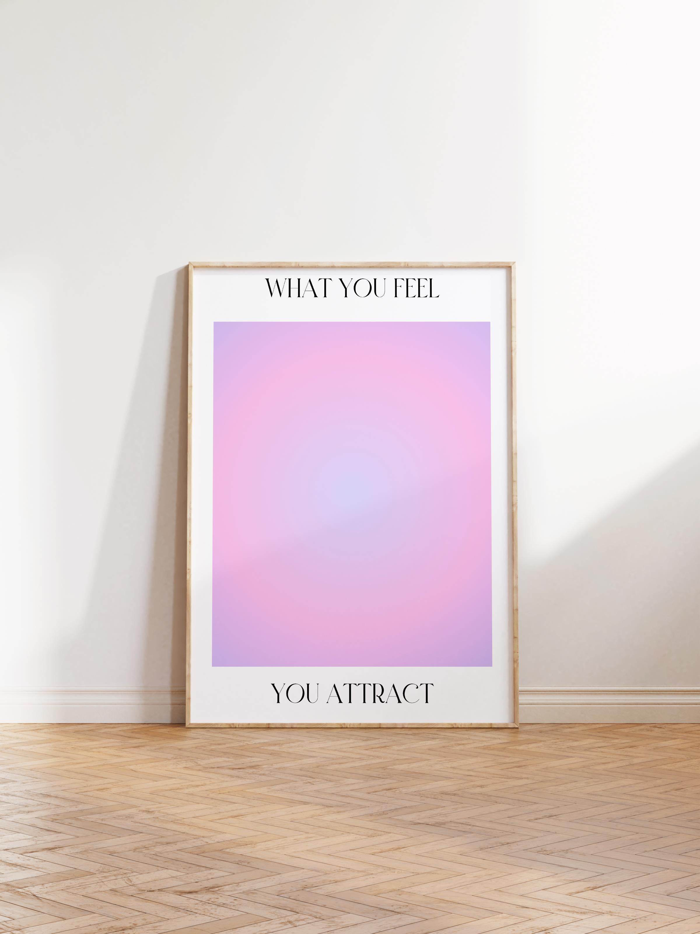 Çerçevesiz Poster, Aura Serisi NO:54 - What you Feel You Attract, Mor Aura, Melek Numaraları