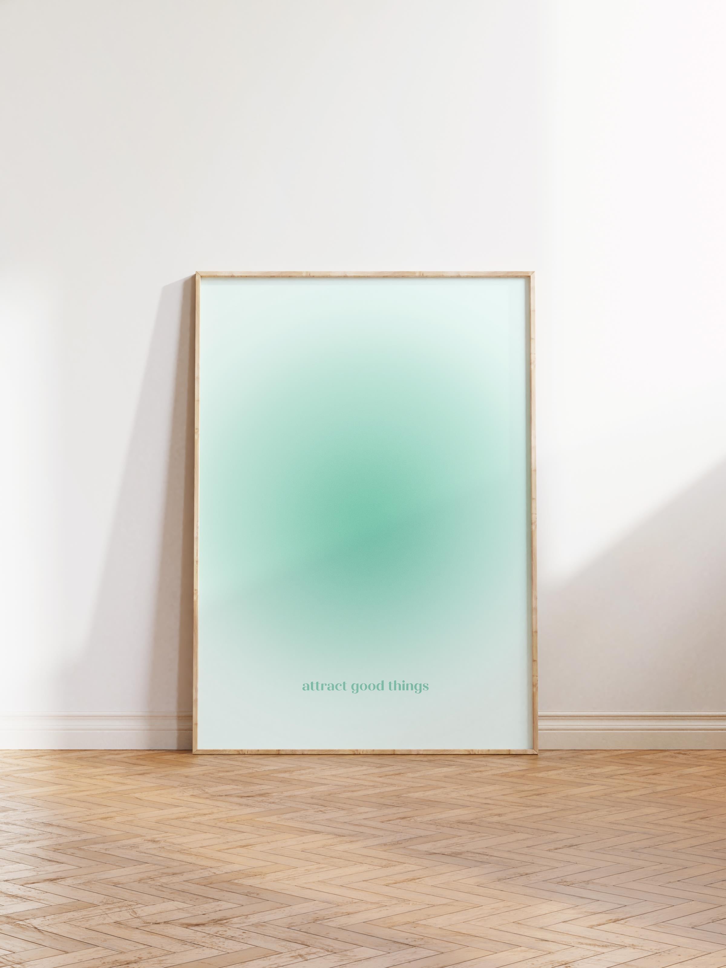 Çerçevesiz Poster, Aura Serisi NO:55 - Yeşil Aura, Melek Numaraları, Renkli Poster