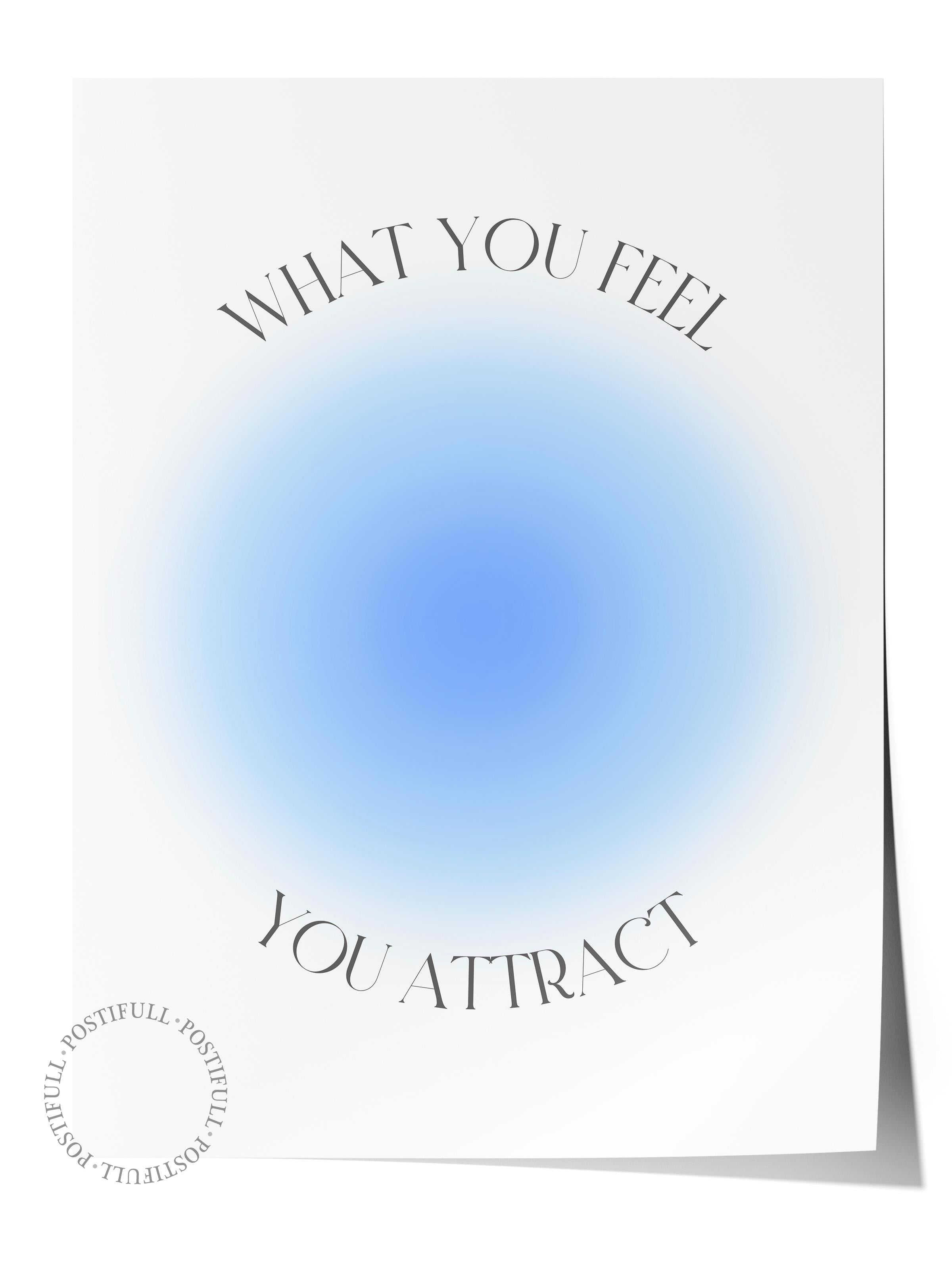 Çerçevesiz Poster, Aura Serisi NO:58 - What you Feel You Attract, Mavi Aura, Melek Numaraları