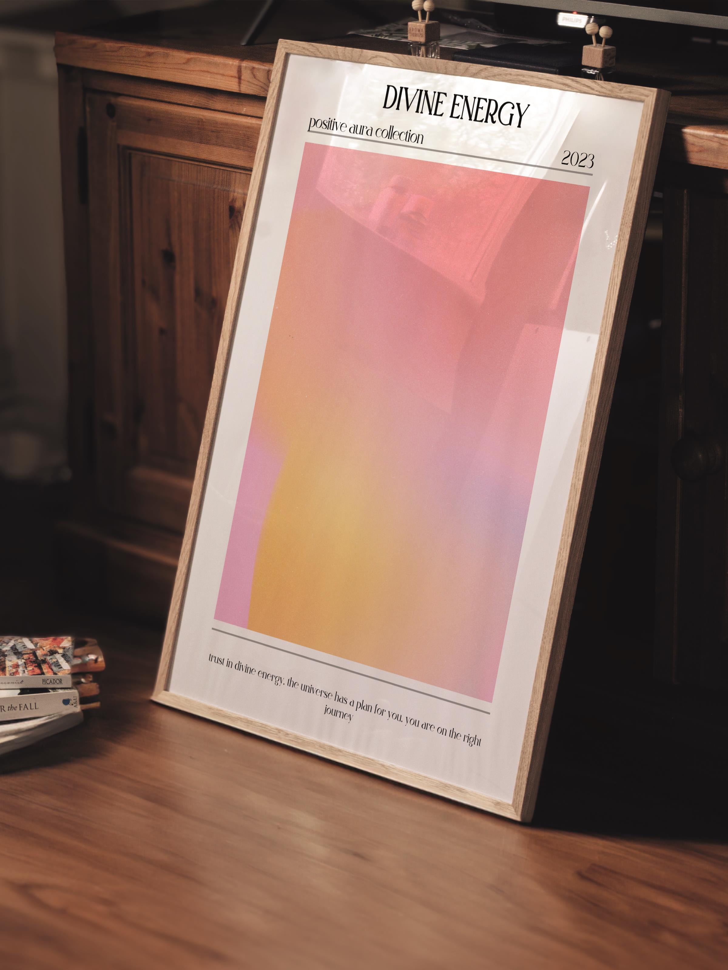 Çerçevesiz Poster, Aura Serisi NO:69 - Divine Energy, Melek Numaraları, Renkli Poster