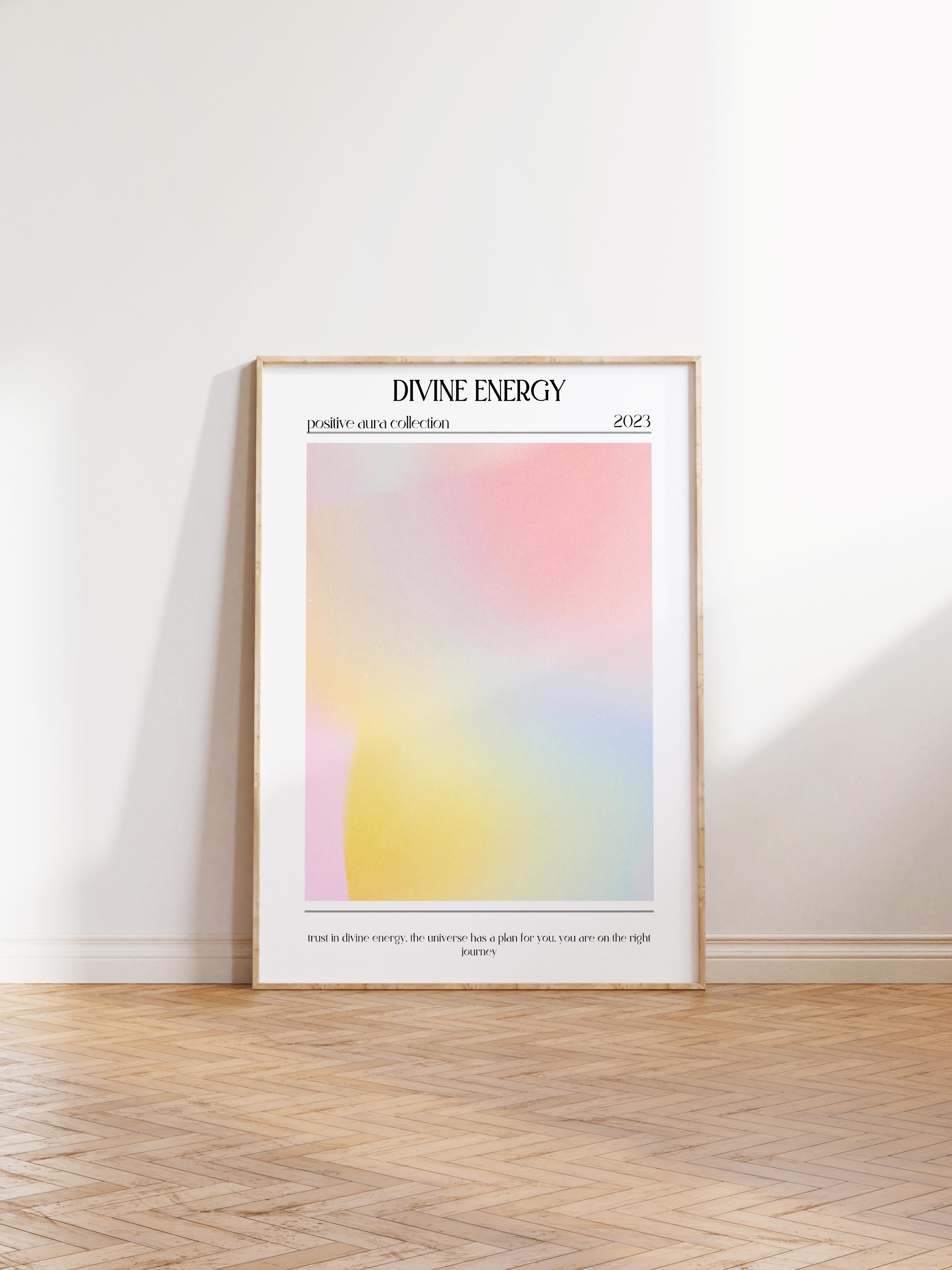 Çerçevesiz Poster, Aura Serisi NO:70 - Divine Energy, Melek Numaraları, Renkli Poster