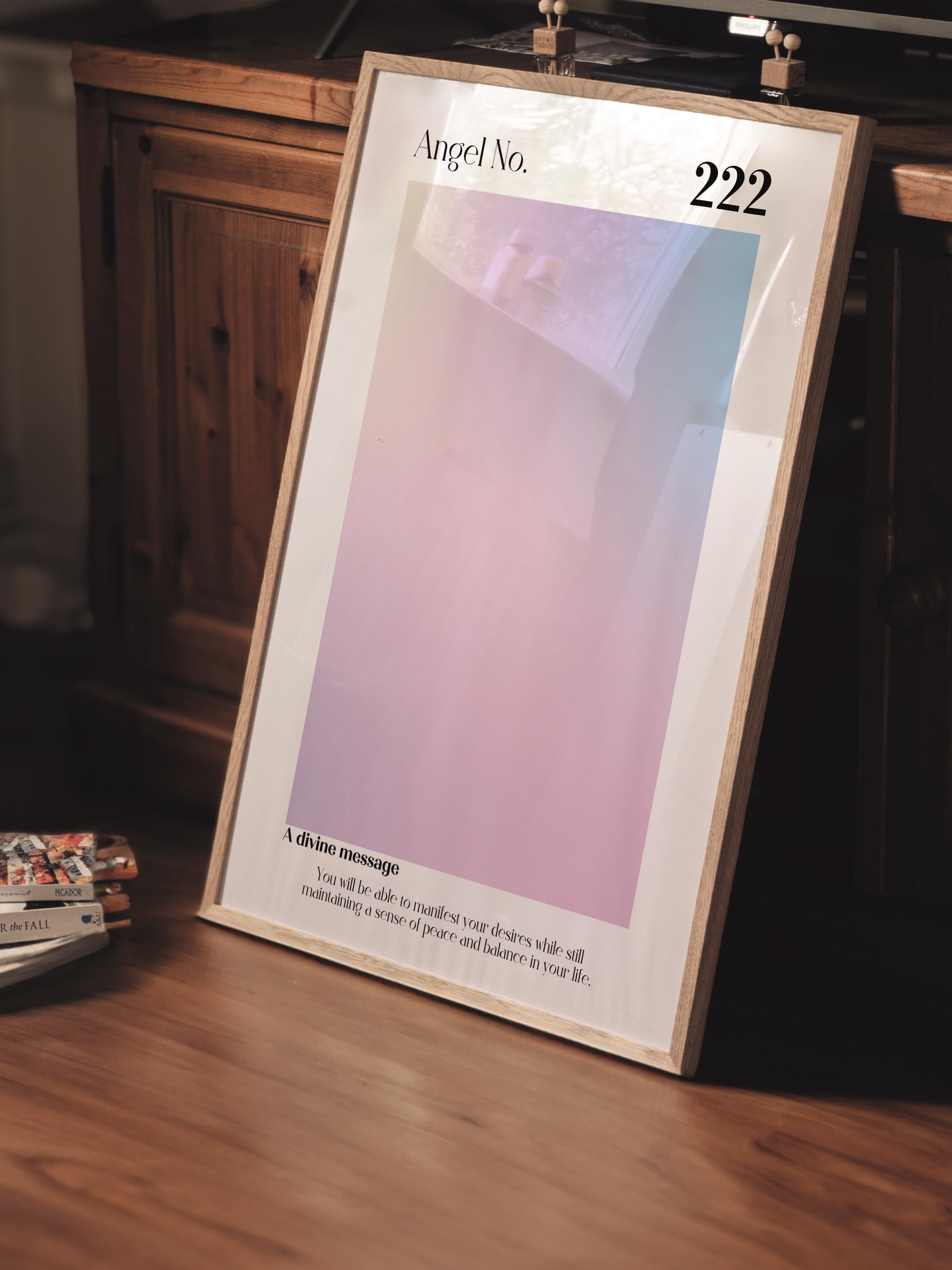 Çerçevesiz Poster, Aura Serisi NO:87 - 222 Melek Numaraları, Melek Numaraları, Renkli Poster