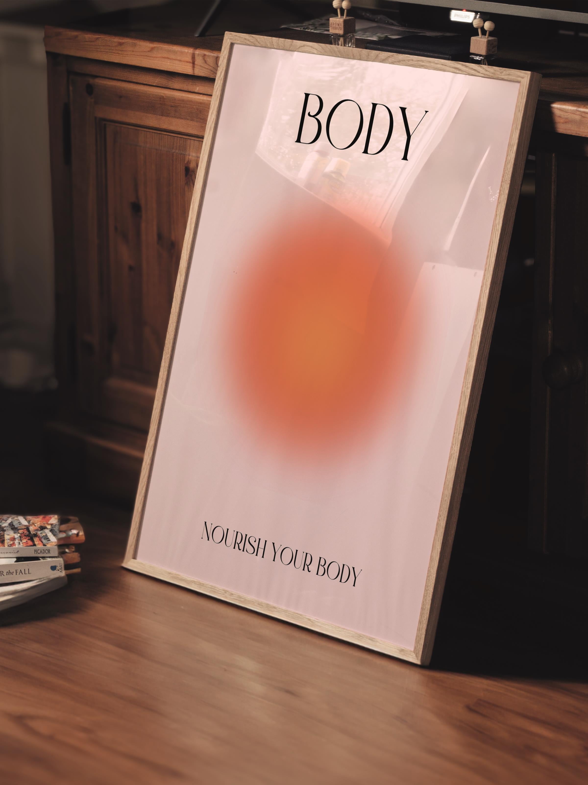Çerçevesiz Poster, Aura Serisi NO:94 - Body Turuncu, Melek Numaraları, Renkli Poster