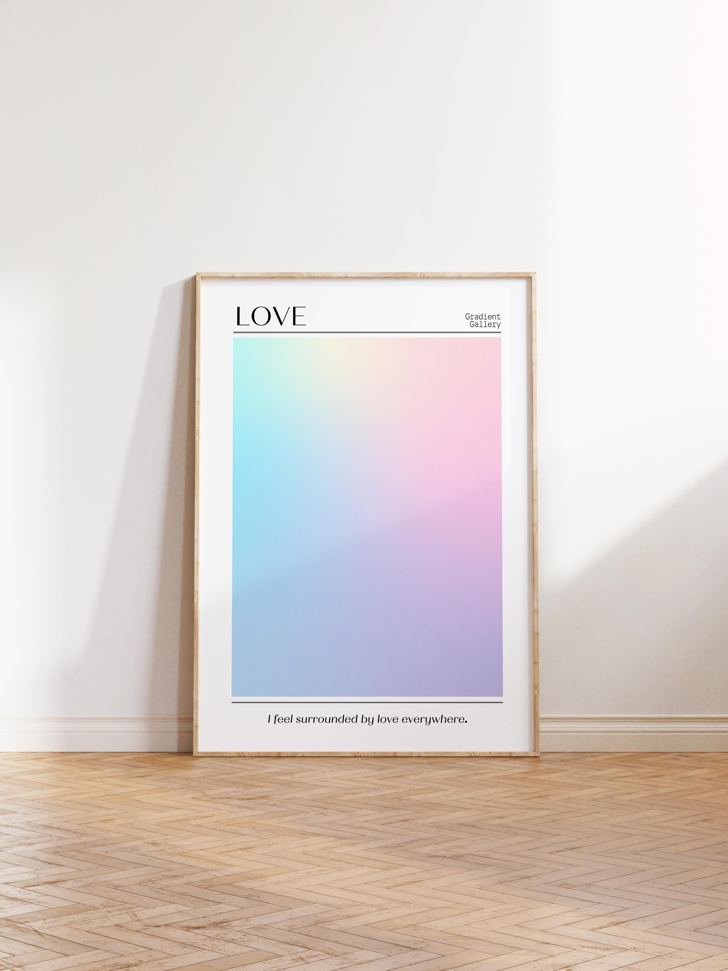 Çerçevesiz Poster, Aura Serisi NO:96 - Love, Melek Numaraları, Renkli Poster