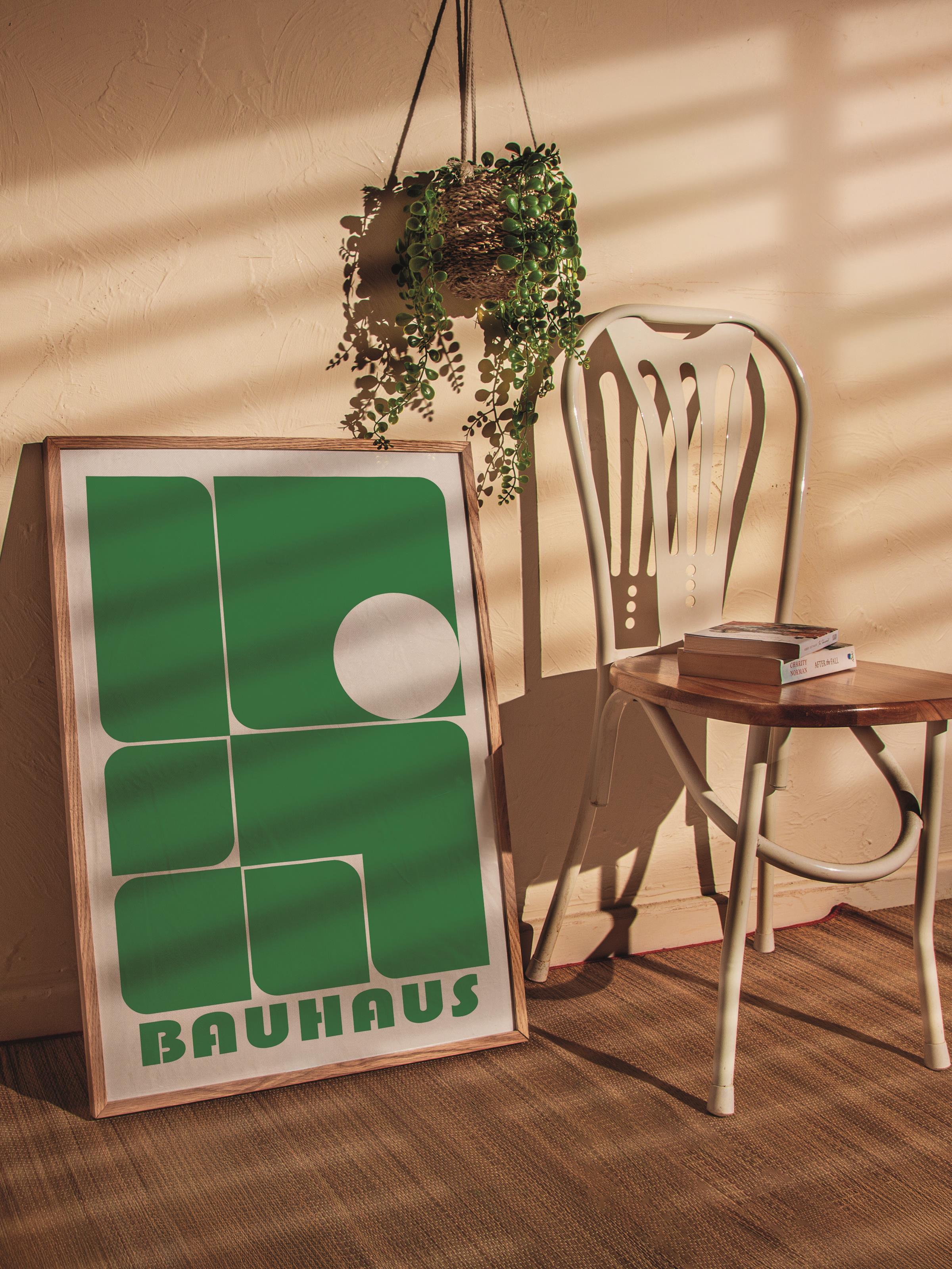 Çerçevesiz Poster, Bauhaus Serisi, Açık Yeşil Duvar Posteri, Duvar Dekoru, HD Baskı, Kalın Arşivsel Sanat Kağıdı