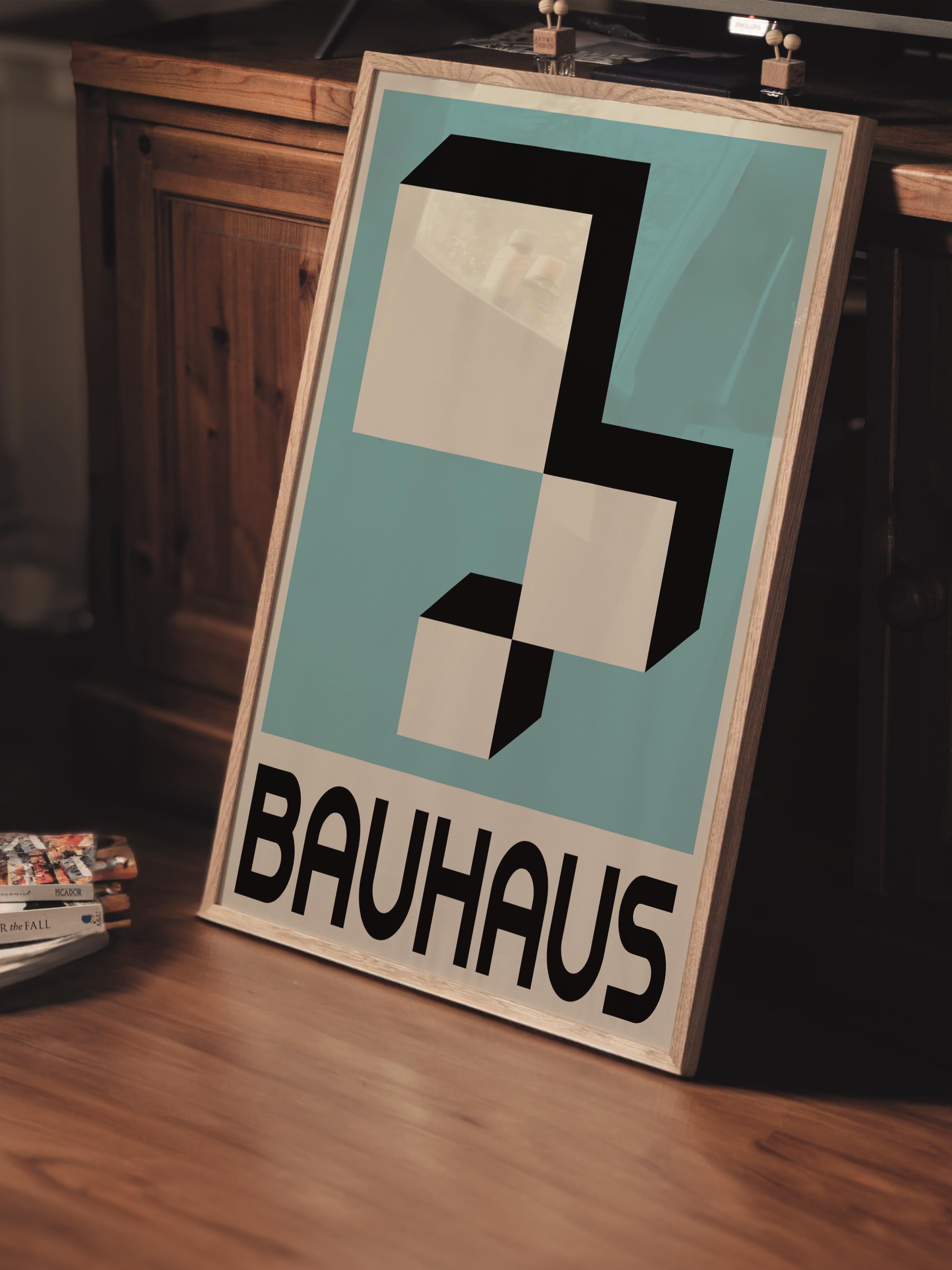 Çerçevesiz Poster, Bauhaus Serisi, Mavi Duvar Posteri, Duvar Dekoru, HD Baskı, Kalın Arşivsel Sanat Kağıdı