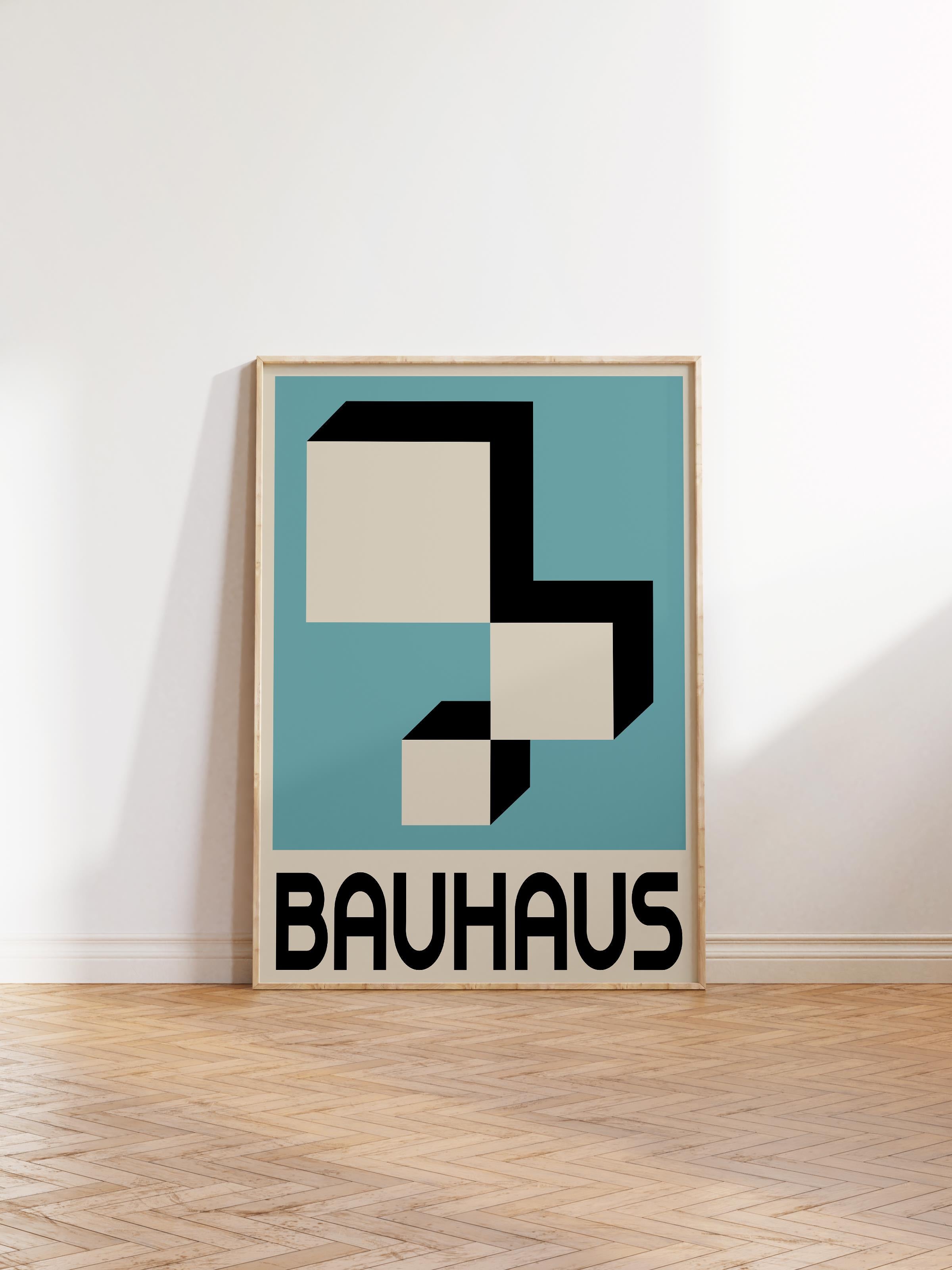 Çerçevesiz Poster, Bauhaus Serisi, Mavi Duvar Posteri, Duvar Dekoru, HD Baskı, Kalın Arşivsel Sanat Kağıdı