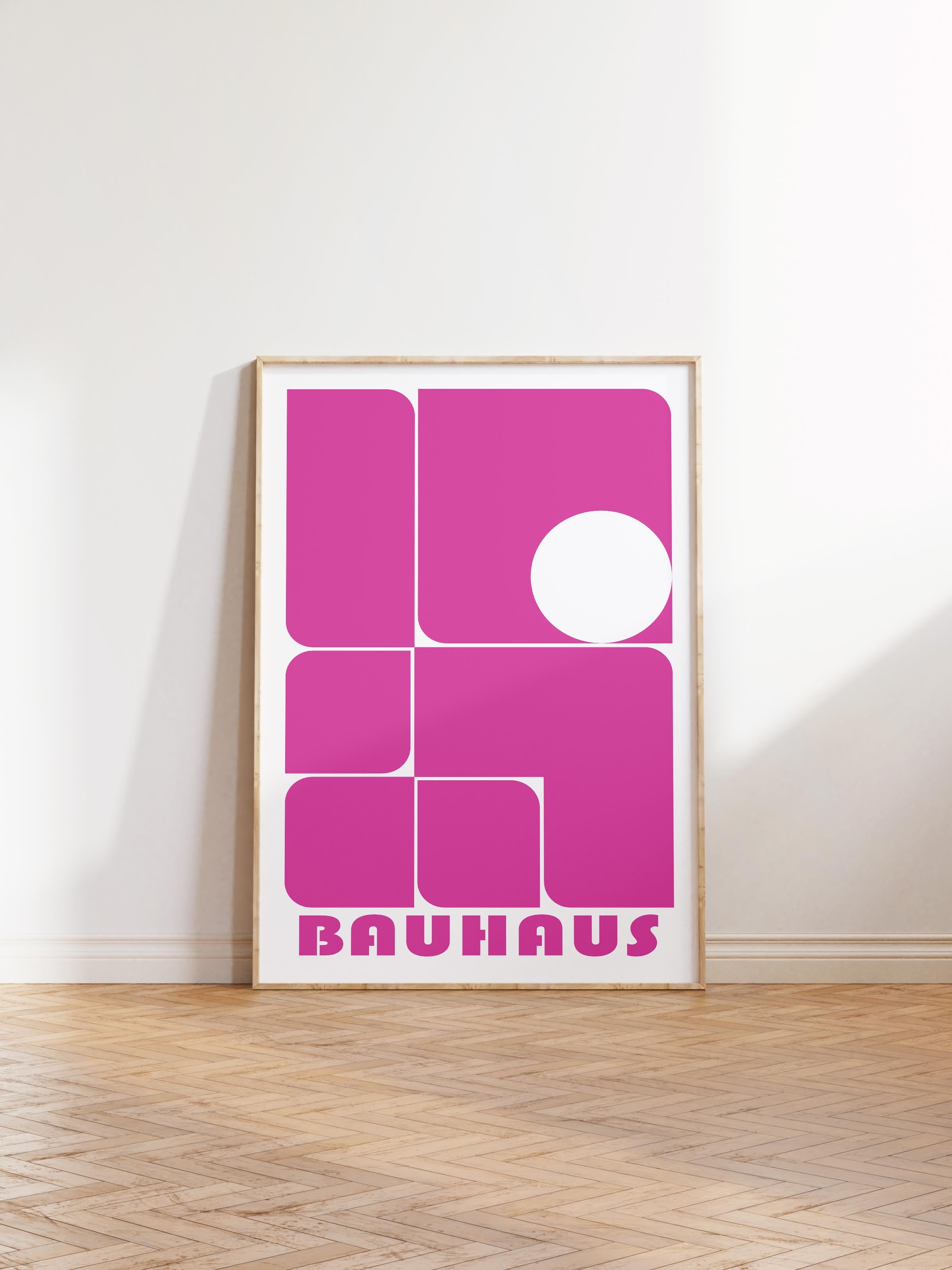 Çerçevesiz Poster, Bauhaus Serisi, Pembe Duvar Posteri, Duvar Dekoru, HD Baskı, Kalın Arşivsel Sanat Kağıdı