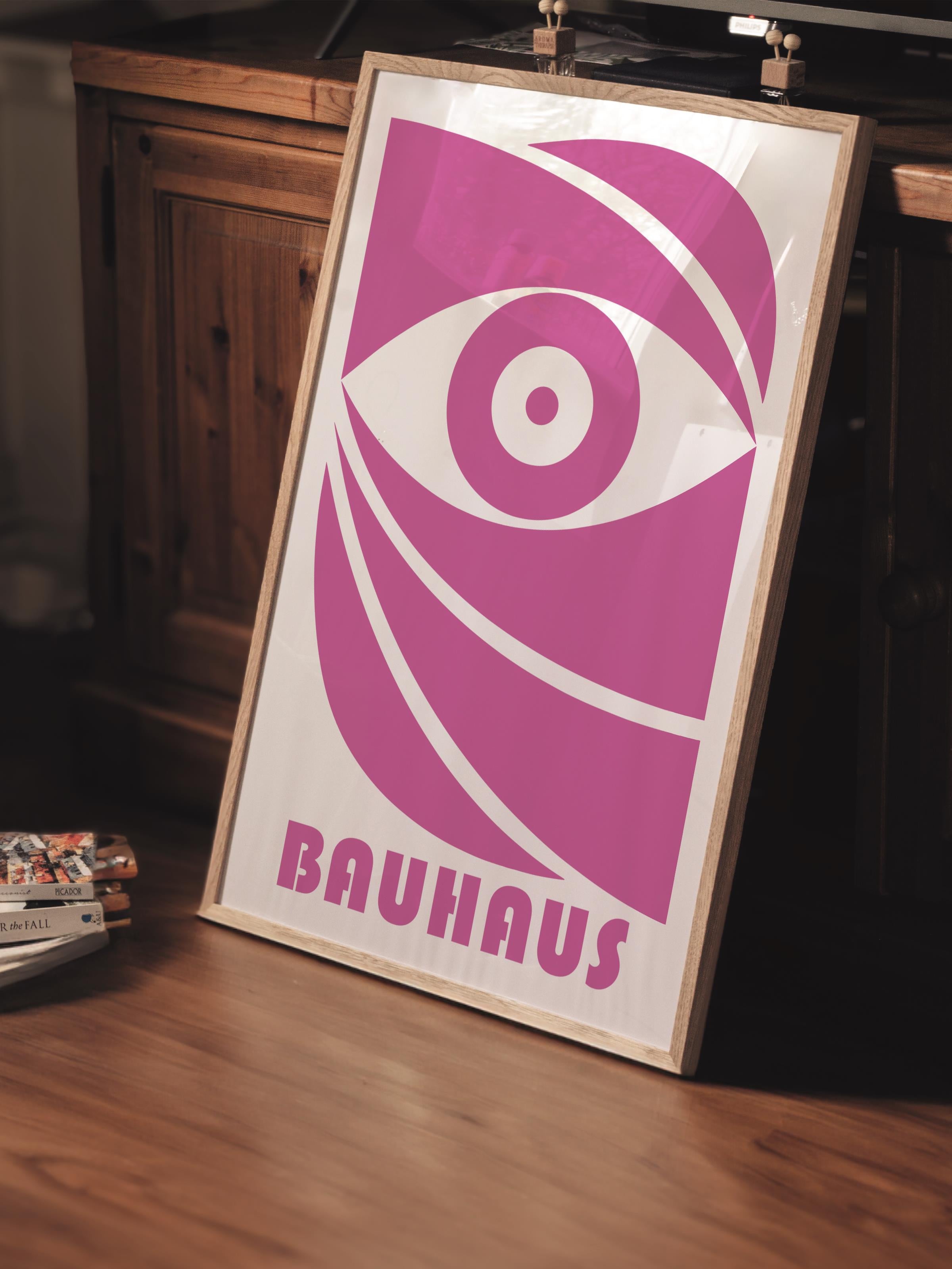 Çerçevesiz Poster, Bauhaus Serisi, Pembe Duvar Posteri, Duvar Dekoru, HD Baskı, Kalın Arşivsel Sanat Kağıdı