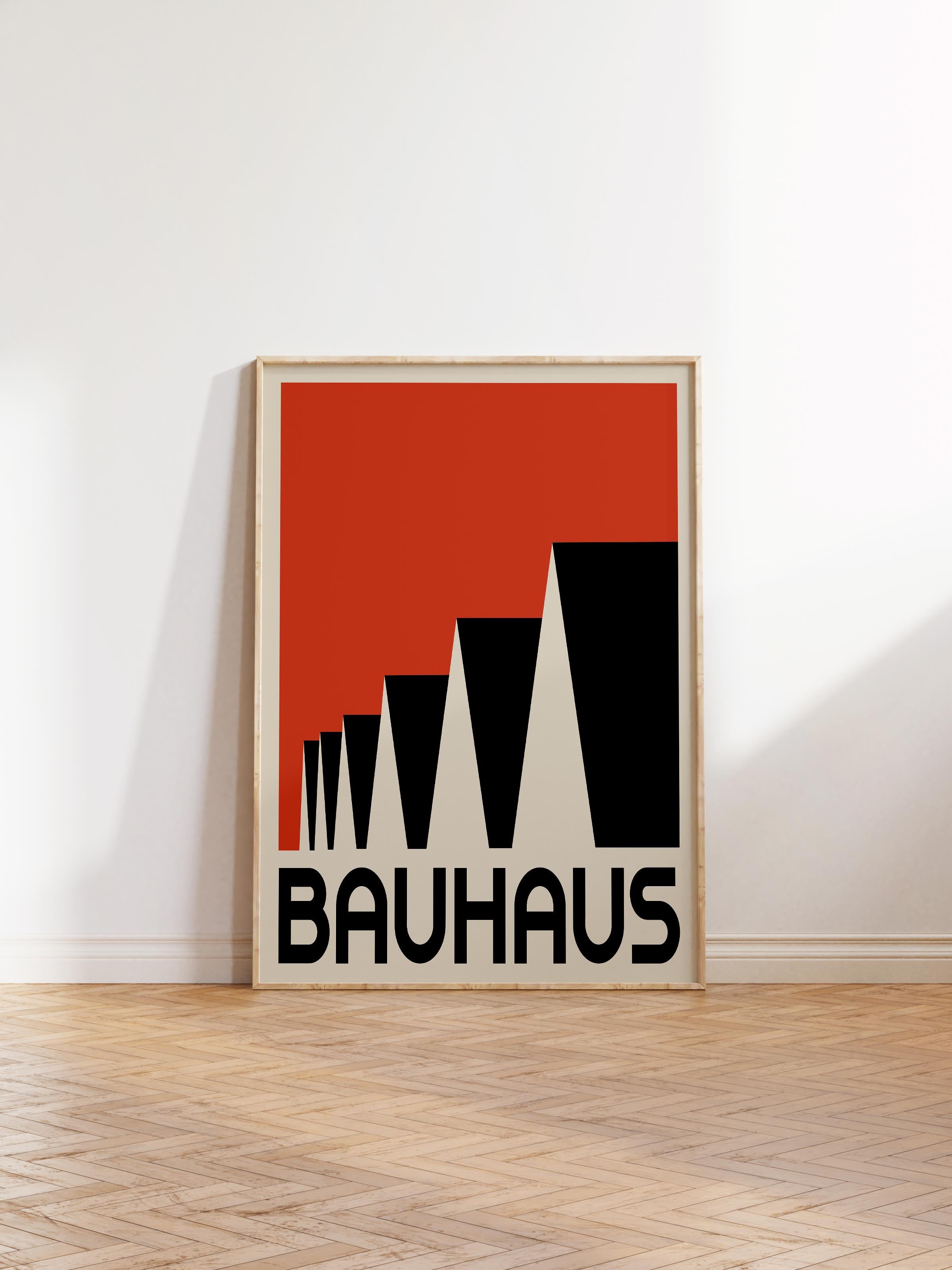 Çerçevesiz Poster, Bauhaus Serisi, Kırmızı Duvar Posteri, Duvar Dekoru, HD Baskı, Kalın Arşivsel Sanat Kağıdı