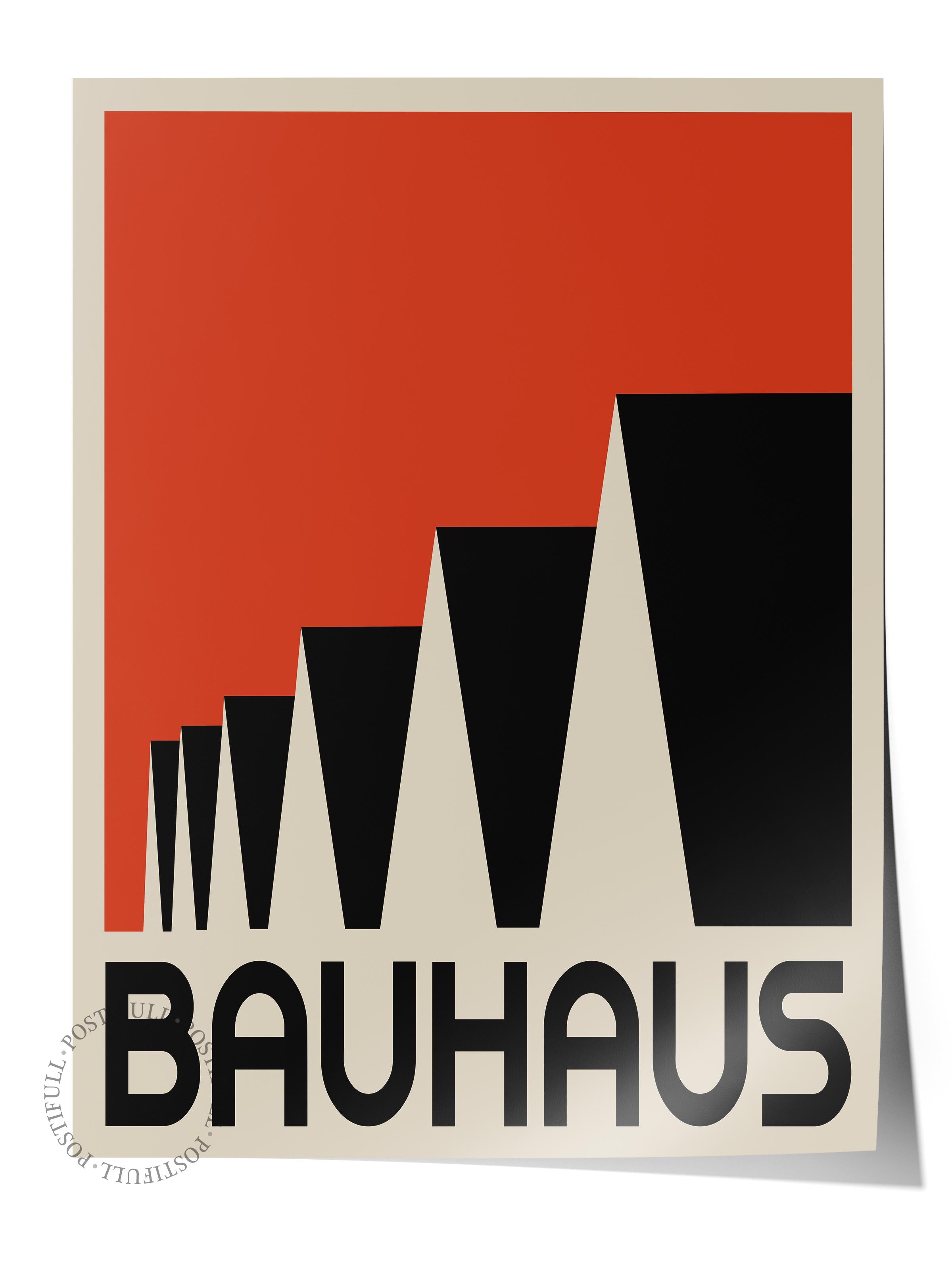 Çerçevesiz Poster, Bauhaus Serisi, Kırmızı Duvar Posteri, Duvar Dekoru, HD Baskı, Kalın Arşivsel Sanat Kağıdı