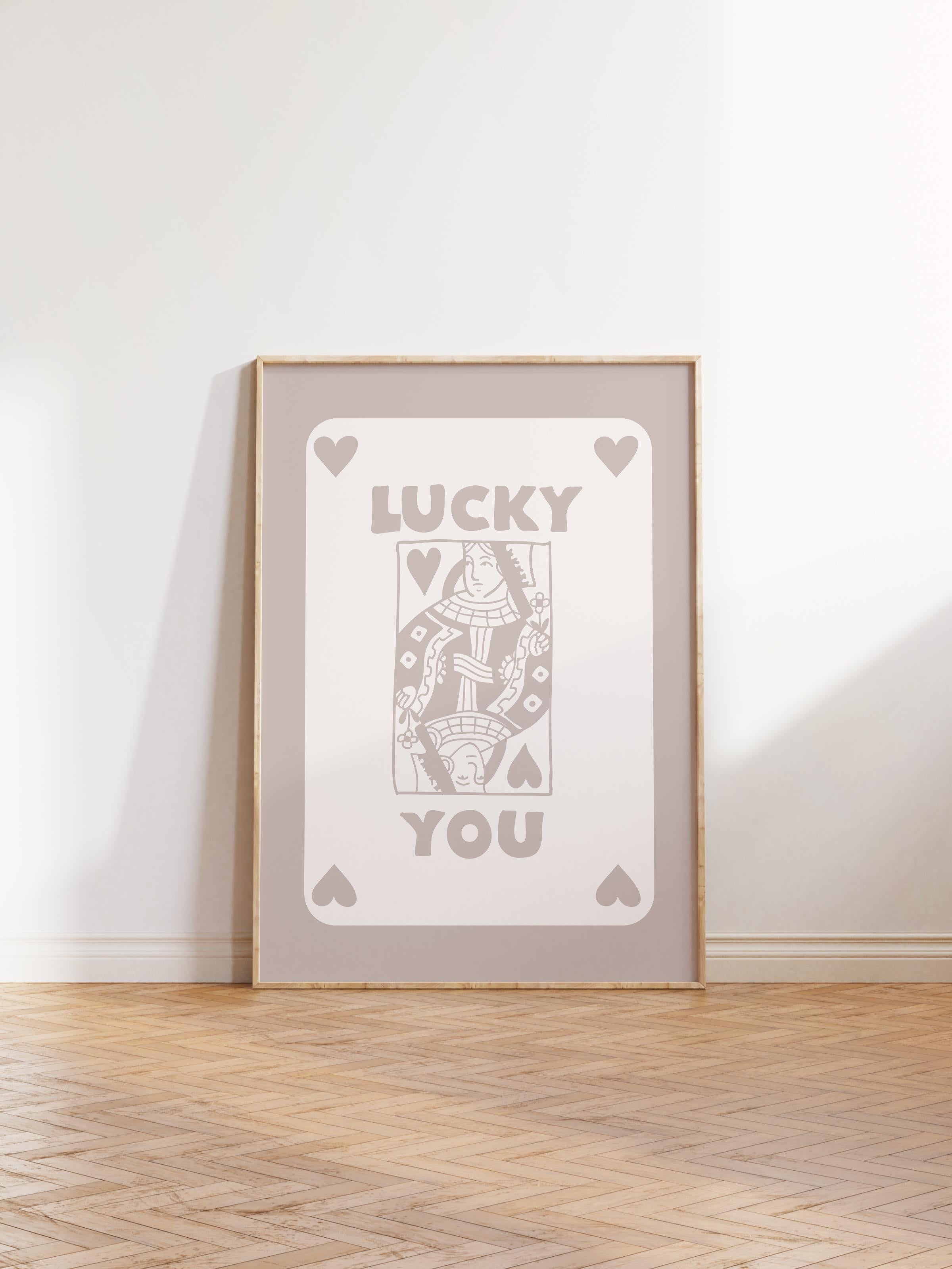 Çerçevesiz Poster, İllüstrasyon Çizim - Bej Lucky You, Duvar Posteri, Duvar Dekoru, HD Baskı, Kalın Arşivsel Sanat Kağıdı