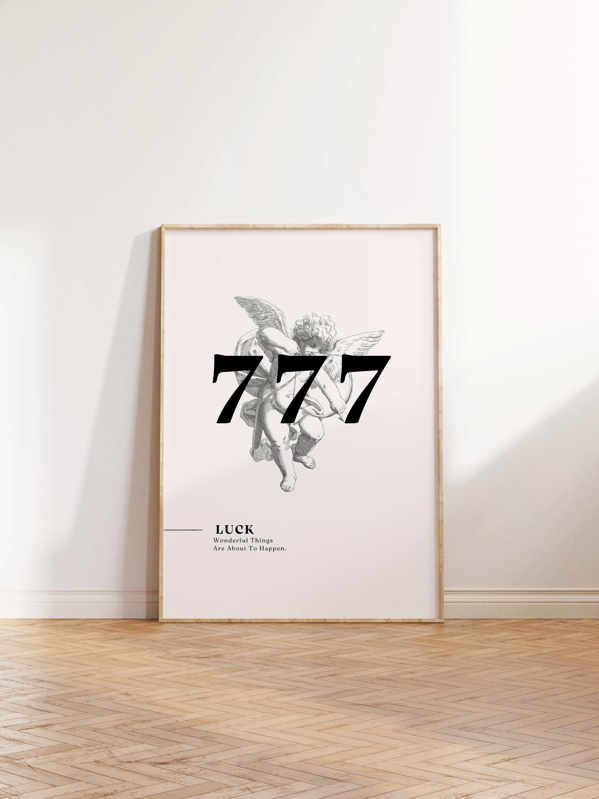 Çerçevesiz Poster, İllüstrasyon Çizim Poster - 777 Numara - Siyah, Duvar Posteri, Duvar Dekoru, HD Baskı, Kalın Arşivsel Sanat Kağıdı