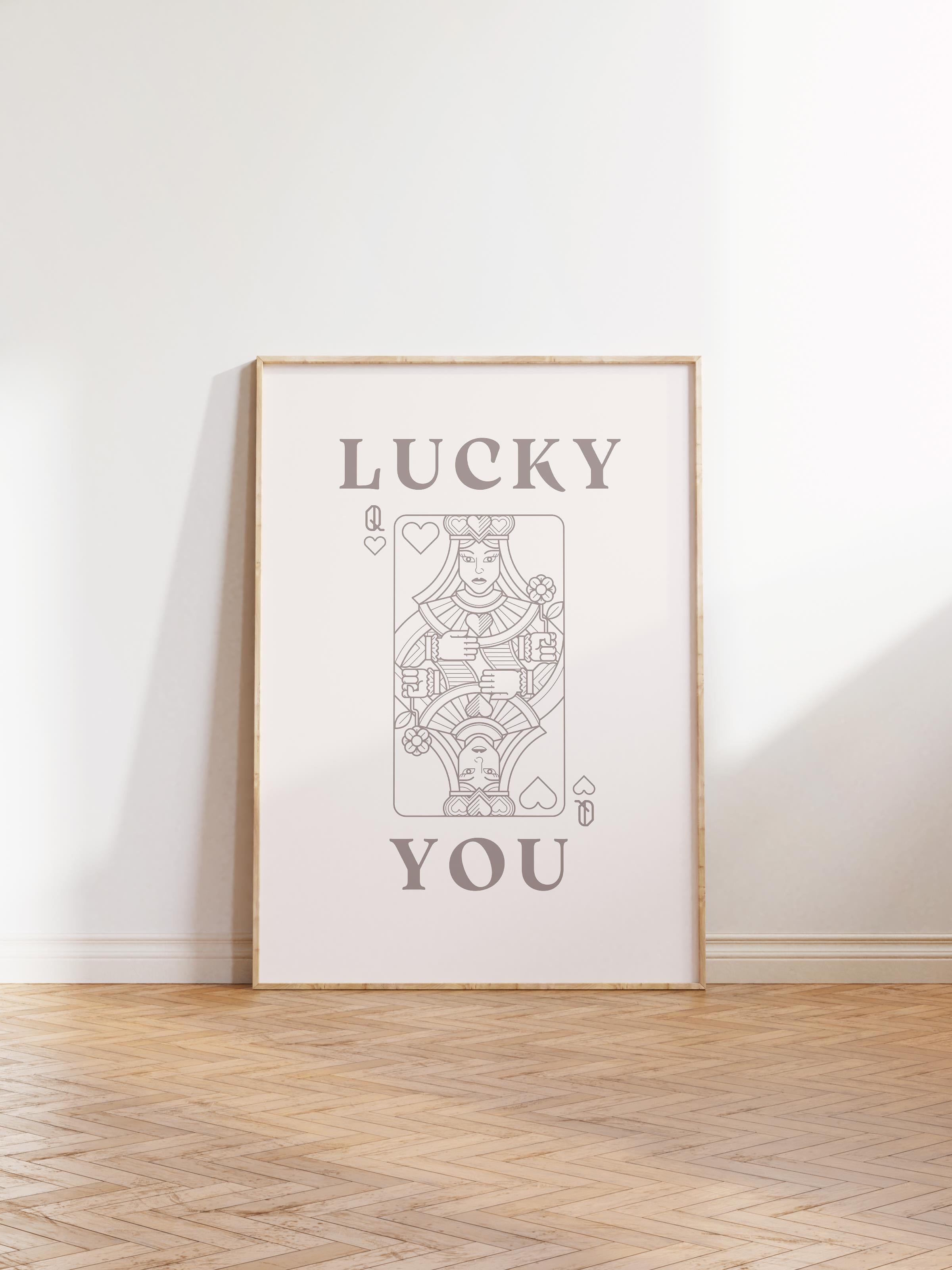 Çerçevesiz Poster, İllüstrasyon Çizim Poster - Lucky You - Bej, Duvar Posteri, Duvar Dekoru, HD Baskı, Kalın Arşivsel Sanat Kağıdı