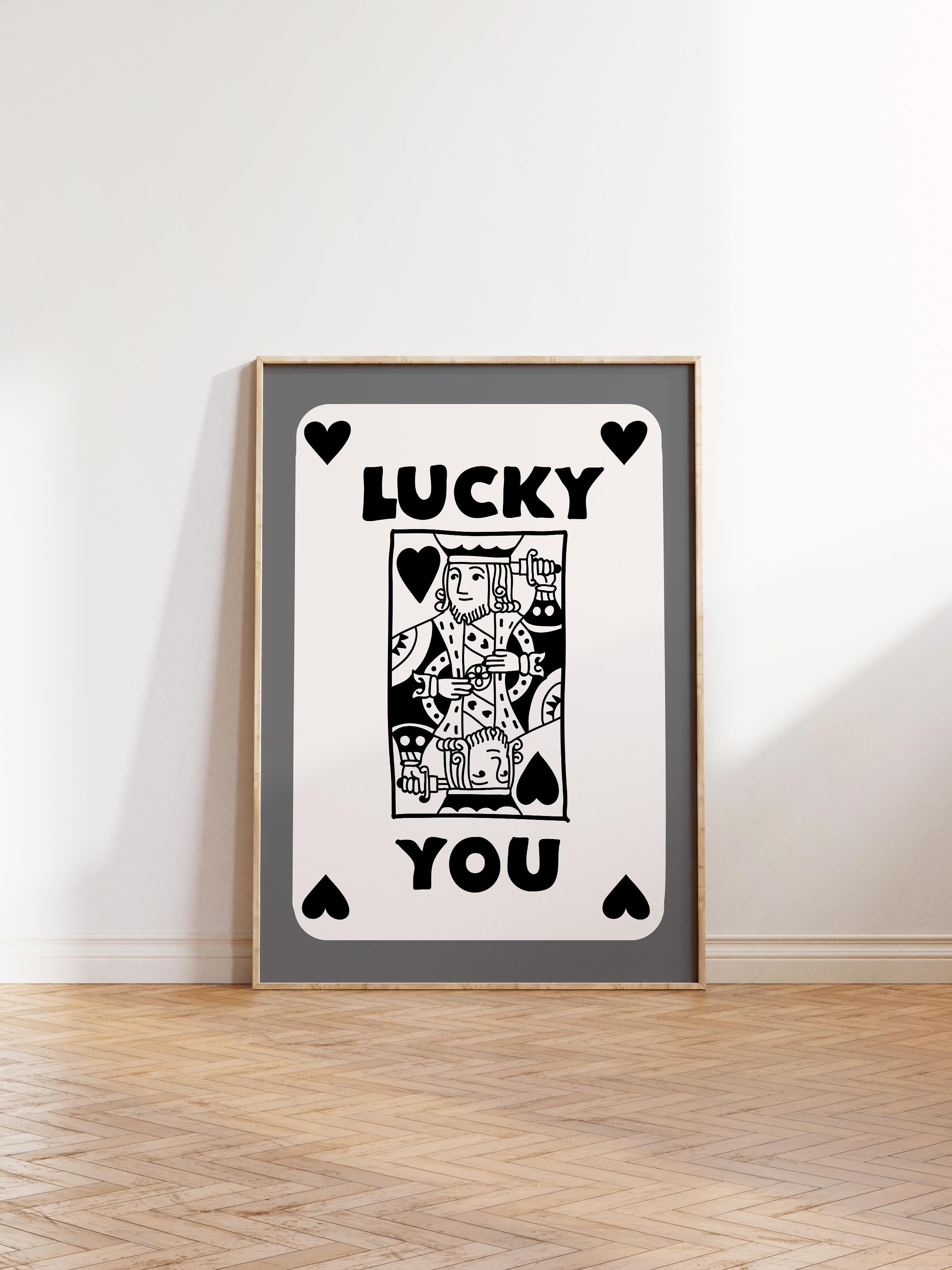 Çerçevesiz Poster, İllüstrasyon Çizim Poster - Lucky You İskambil Kartı, Duvar Posteri, Duvar Dekoru, HD Baskı, Kalın Arşivsel Sanat Kağıdı