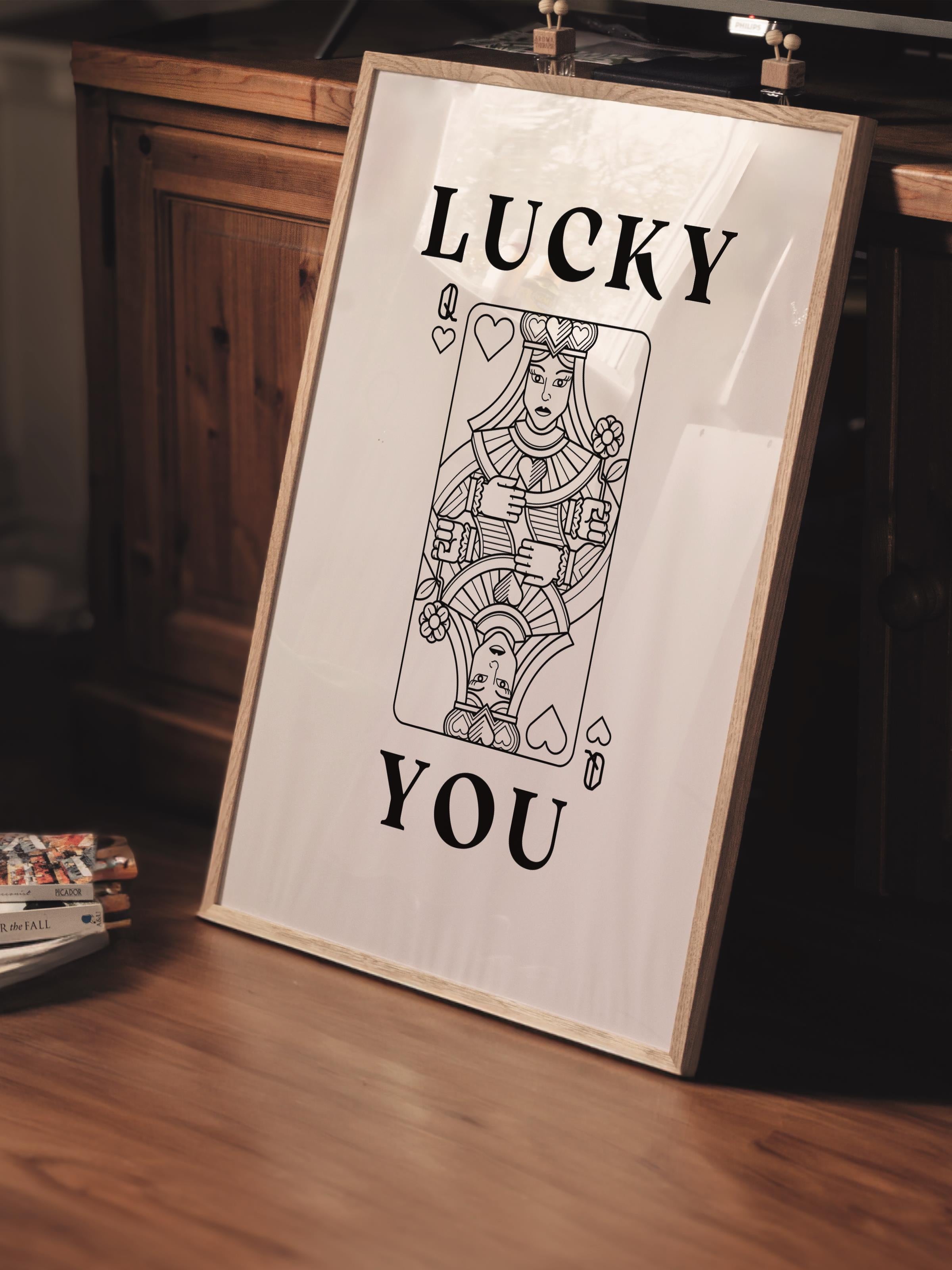 Çerçevesiz Poster, İllüstrasyon Çizim Poster - Lucky You Siyah, Duvar Posteri, Duvar Dekoru, HD Baskı, Kalın Arşivsel Sanat Kağıdı