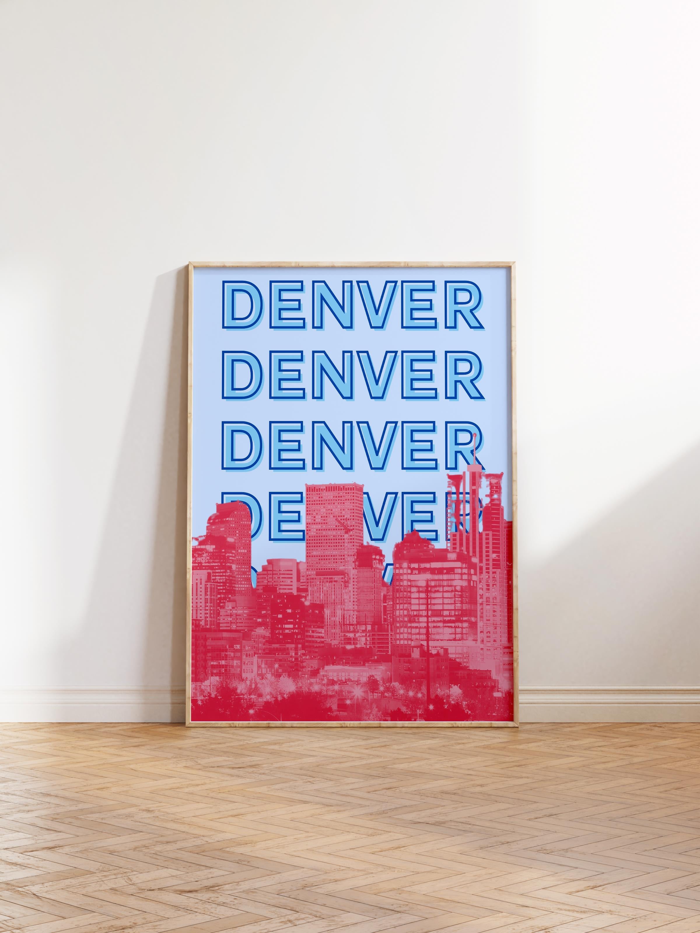 Çerçevesiz Poster İllüstrasyon Şehir - Denver, Şehirler Serisi, Duvar Posteri, HD Baskı, Kalın Arşivsel Sanat Kağıdı