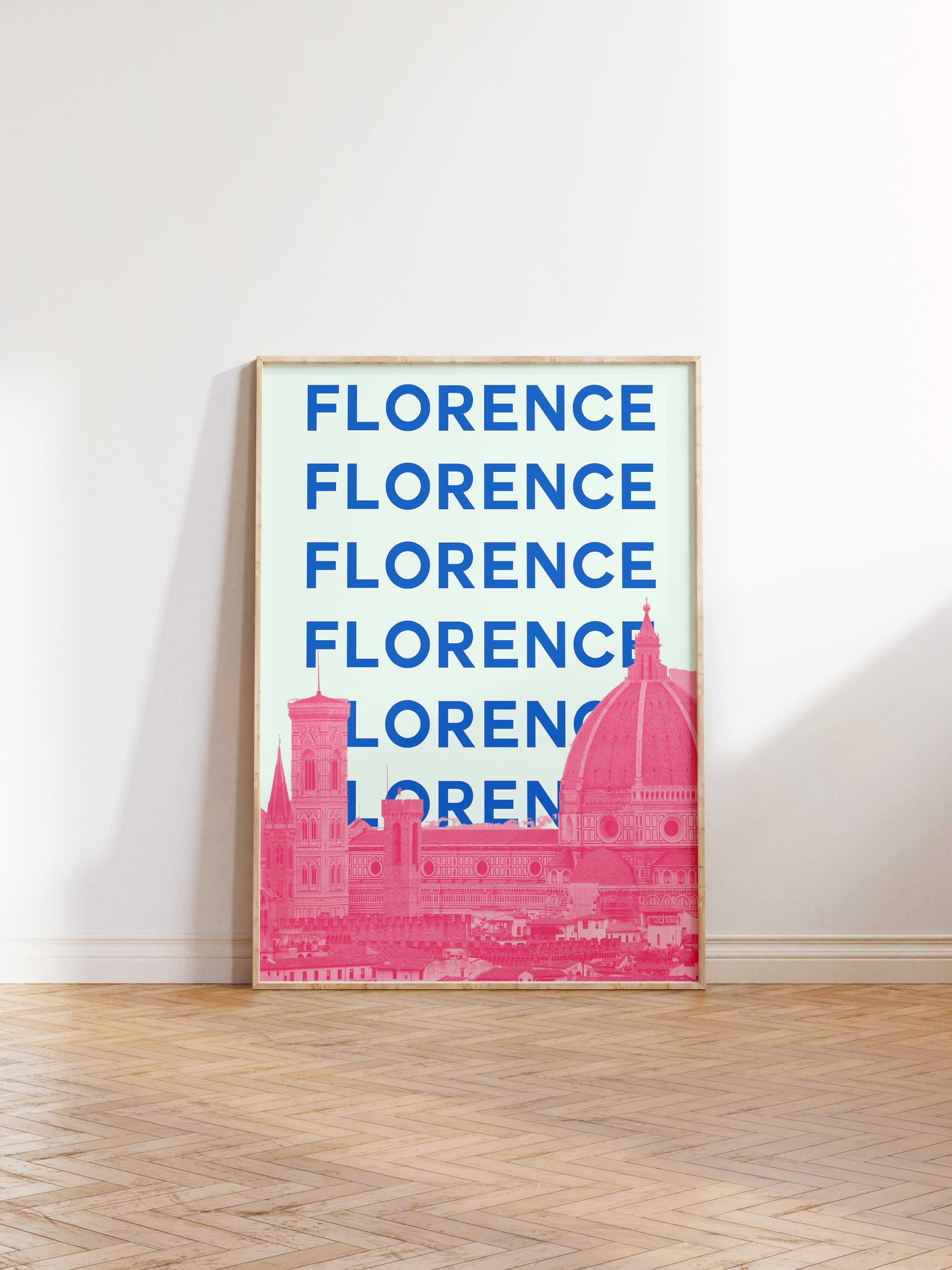 Çerçevesiz Poster İllüstrasyon Şehir - Florence, Şehirler Serisi, Duvar Posteri, HD Baskı, Kalın Arşivsel Sanat Kağıdı