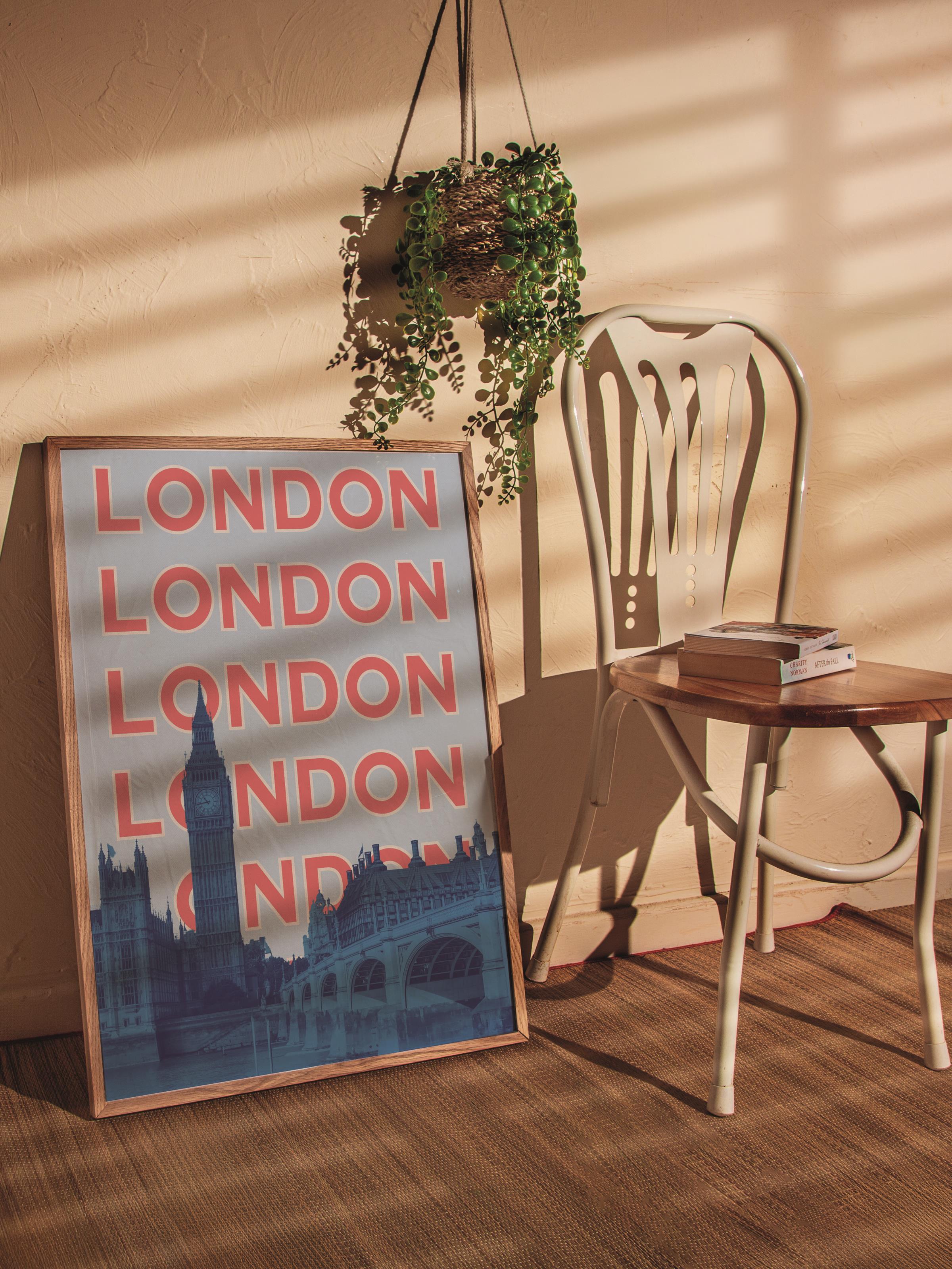 Çerçevesiz Poster İllüstrasyon Şehir - London, Şehirler Serisi, Duvar Posteri, HD Baskı, Kalın Arşivsel Sanat Kağıdı