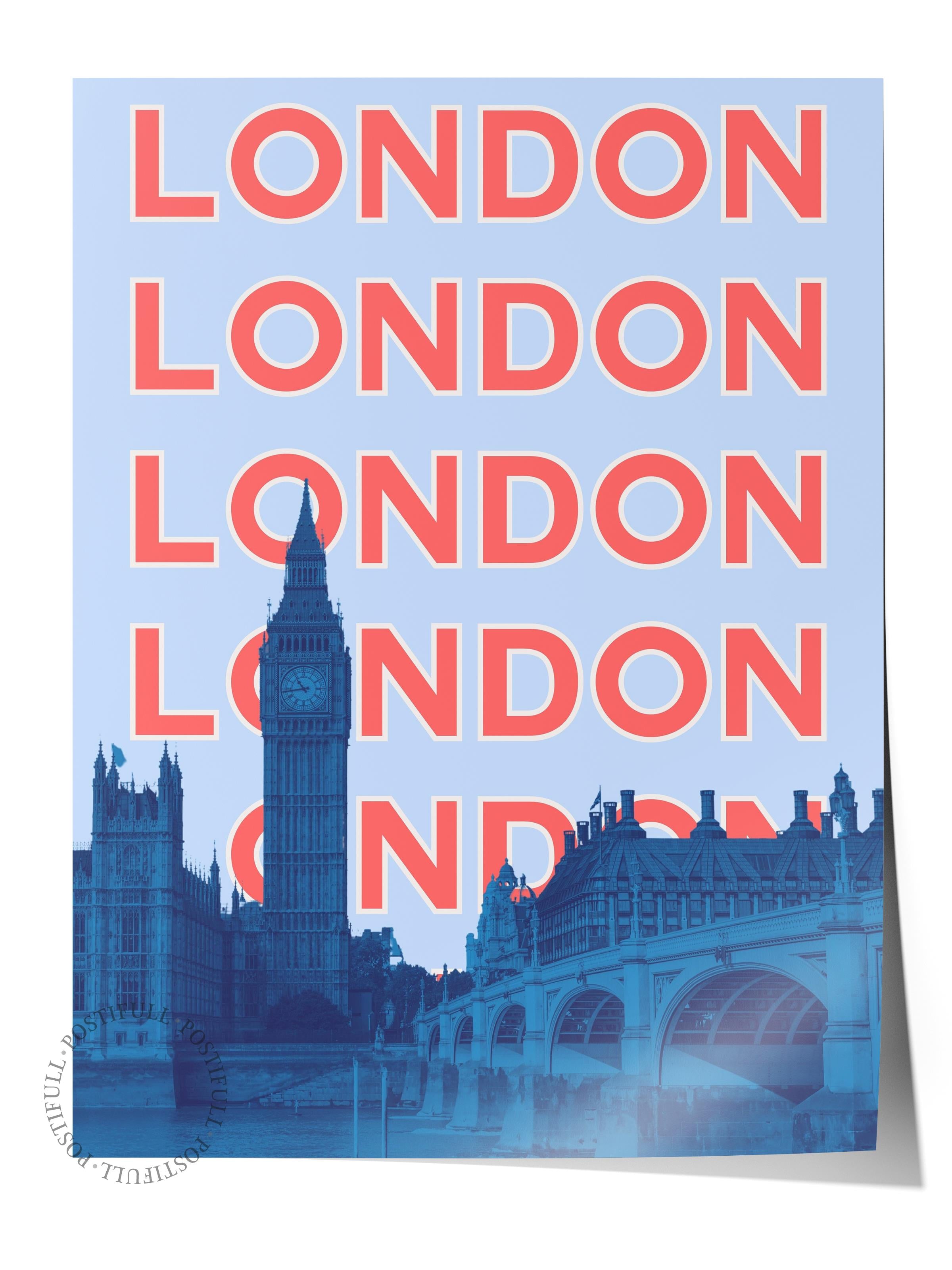 Çerçevesiz Poster İllüstrasyon Şehir - London, Şehirler Serisi, Duvar Posteri, HD Baskı, Kalın Arşivsel Sanat Kağıdı