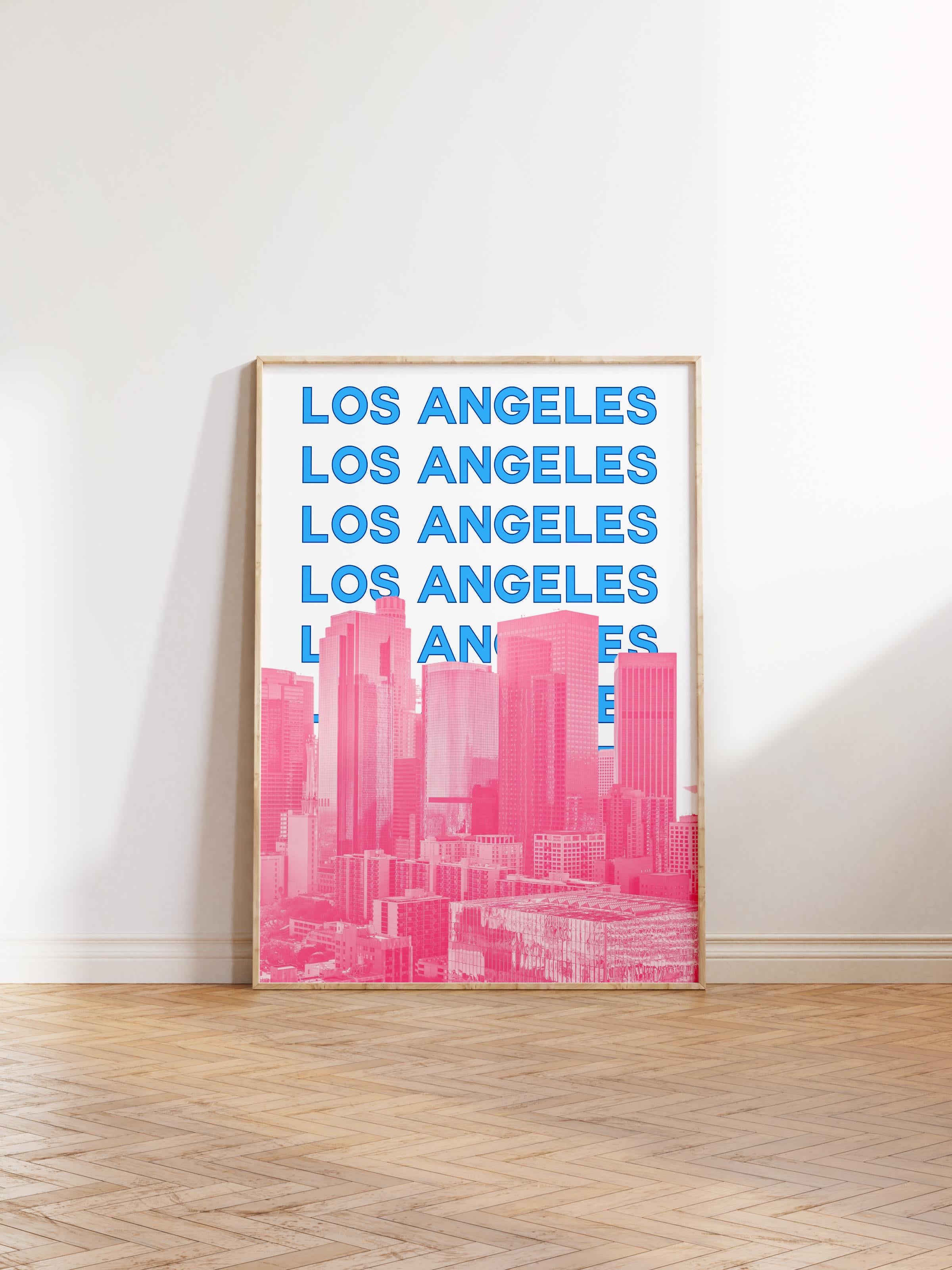Çerçevesiz Poster İllüstrasyon Şehir - Los Angeles, Şehirler Serisi, Duvar Posteri, HD Baskı, Kalın Arşivsel Sanat Kağıdı